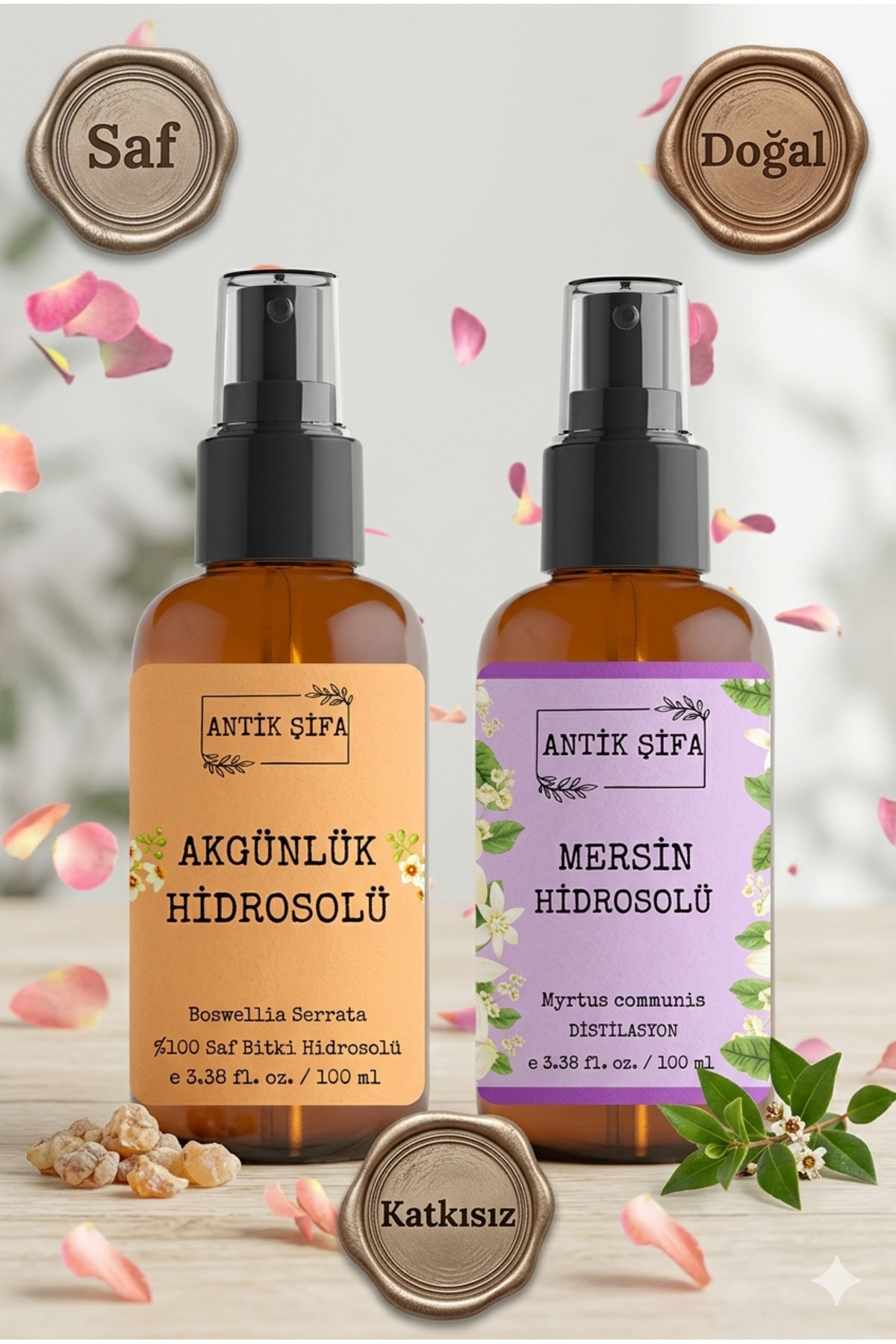 Akgünlük Suyu ve Mersin Suyu 100 ml+100 ml Doğal Sığla Hidrosolü — akgünlükMersin