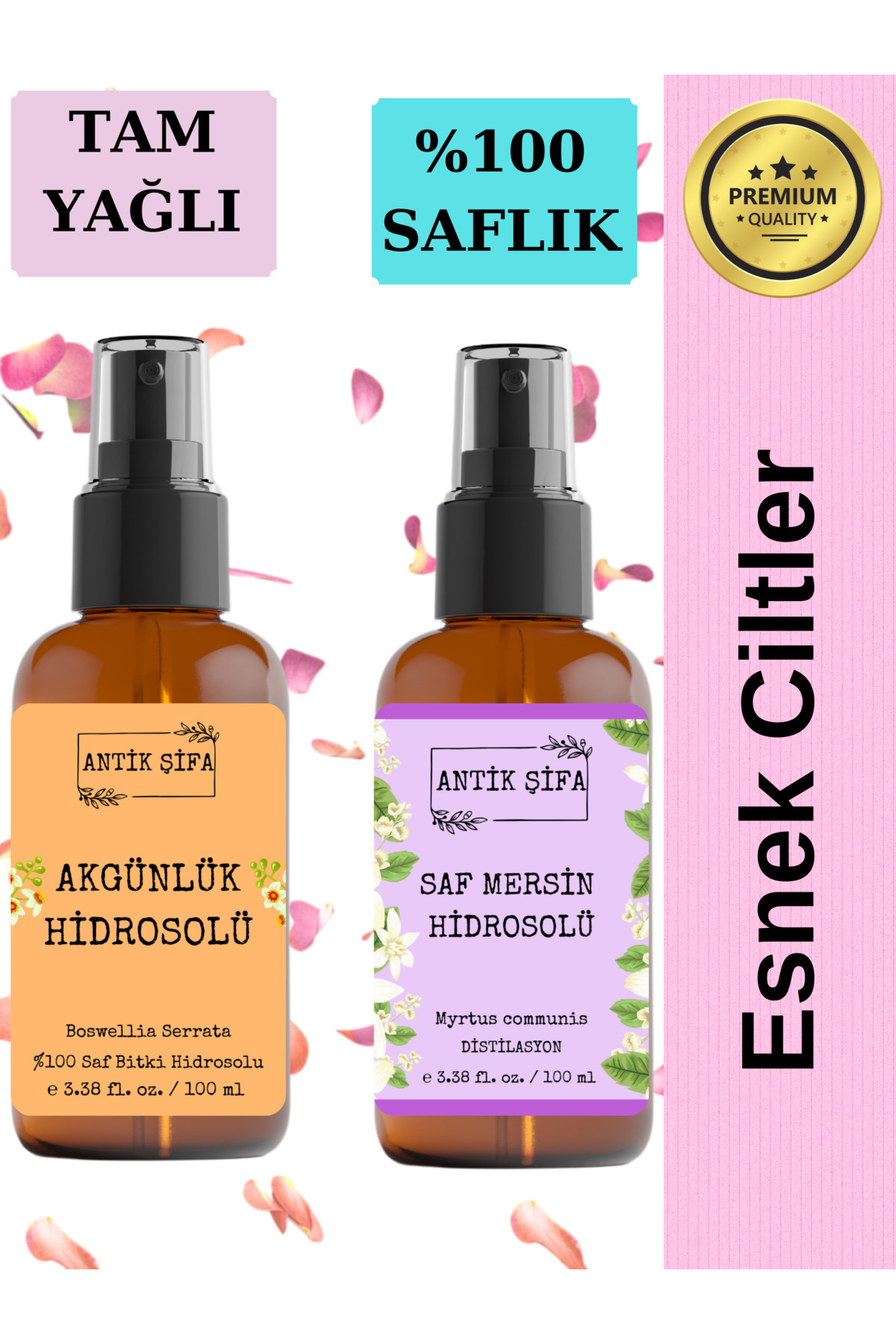Akgünlük Suyu ve Mersin Suyu 100 ml+100 ml Doğal  Sığla Hidrosolü — akgünlükMersin — تصویر 4 از 5