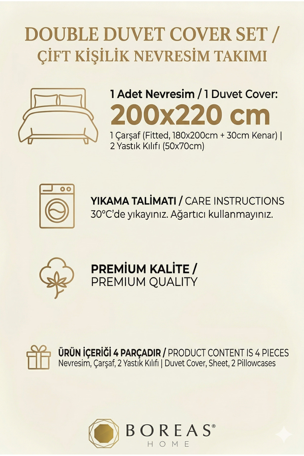 Boreas Home Saray Çarşafı Lastikli Çift Kişilik Nevresim Takımı fotoğrafı 3 (önizleme)