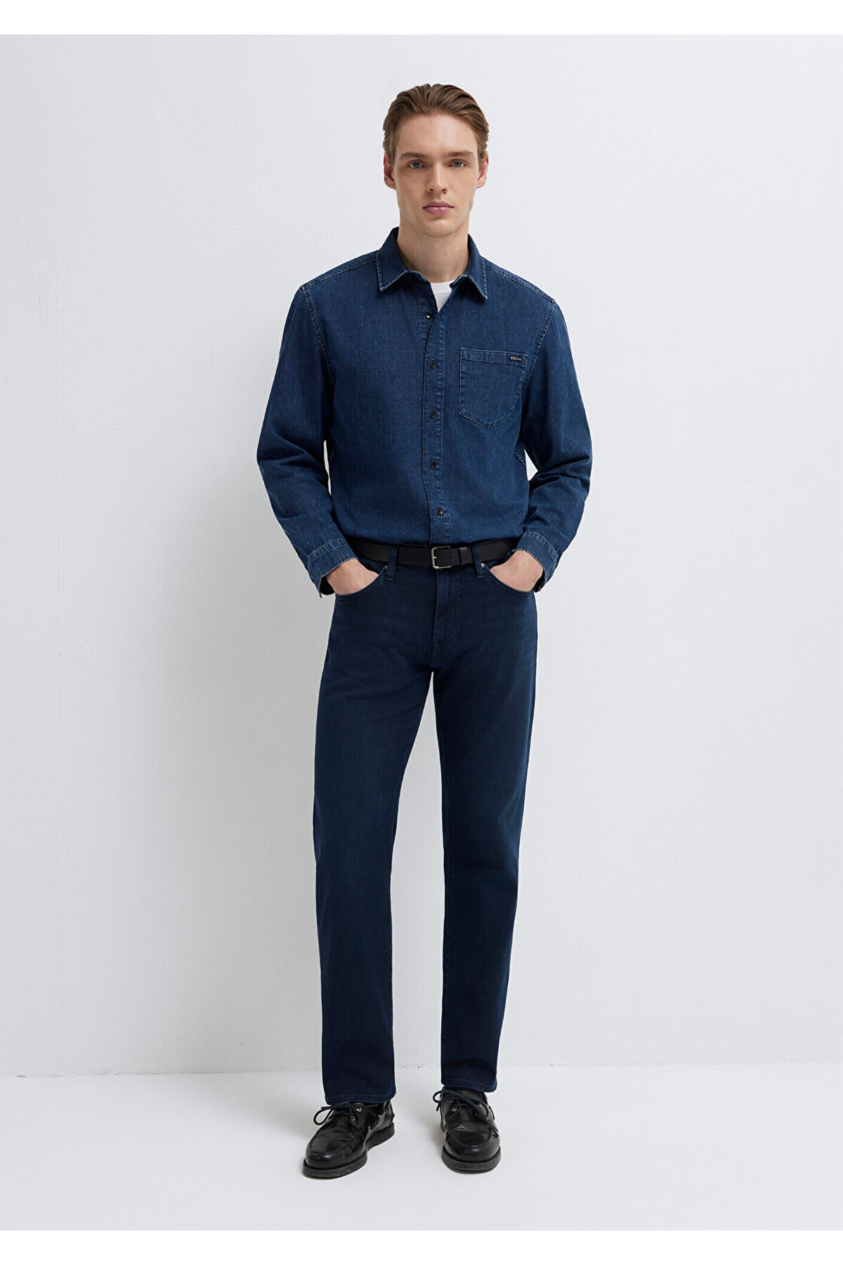 Mavi  Eric Edition Puslu İndigo Mavisi Jean Gömlek Regular Fit / Normal Kesim 0211504-91348 - Görsel 3