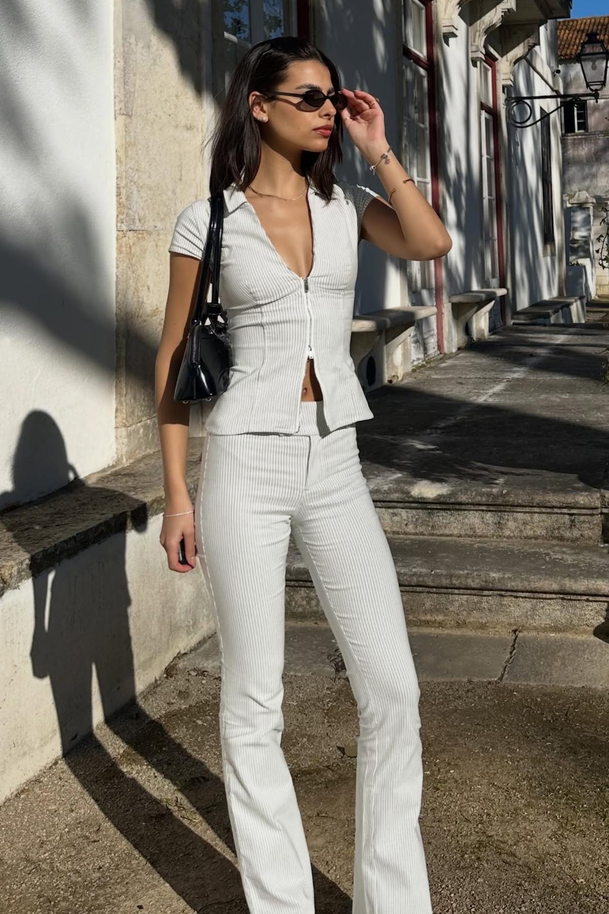 Bershka  Kısa kollu fermuarlı gömlek - Görsel 4