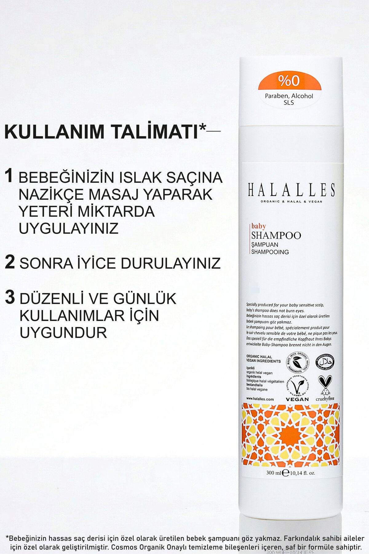 Halalles Bebek Şampuanı Göz Yakmayan Organik ve Doğal İçerikli Sülfatsız Özel Formül 300 ml fotoğrafı 6 (önizleme)