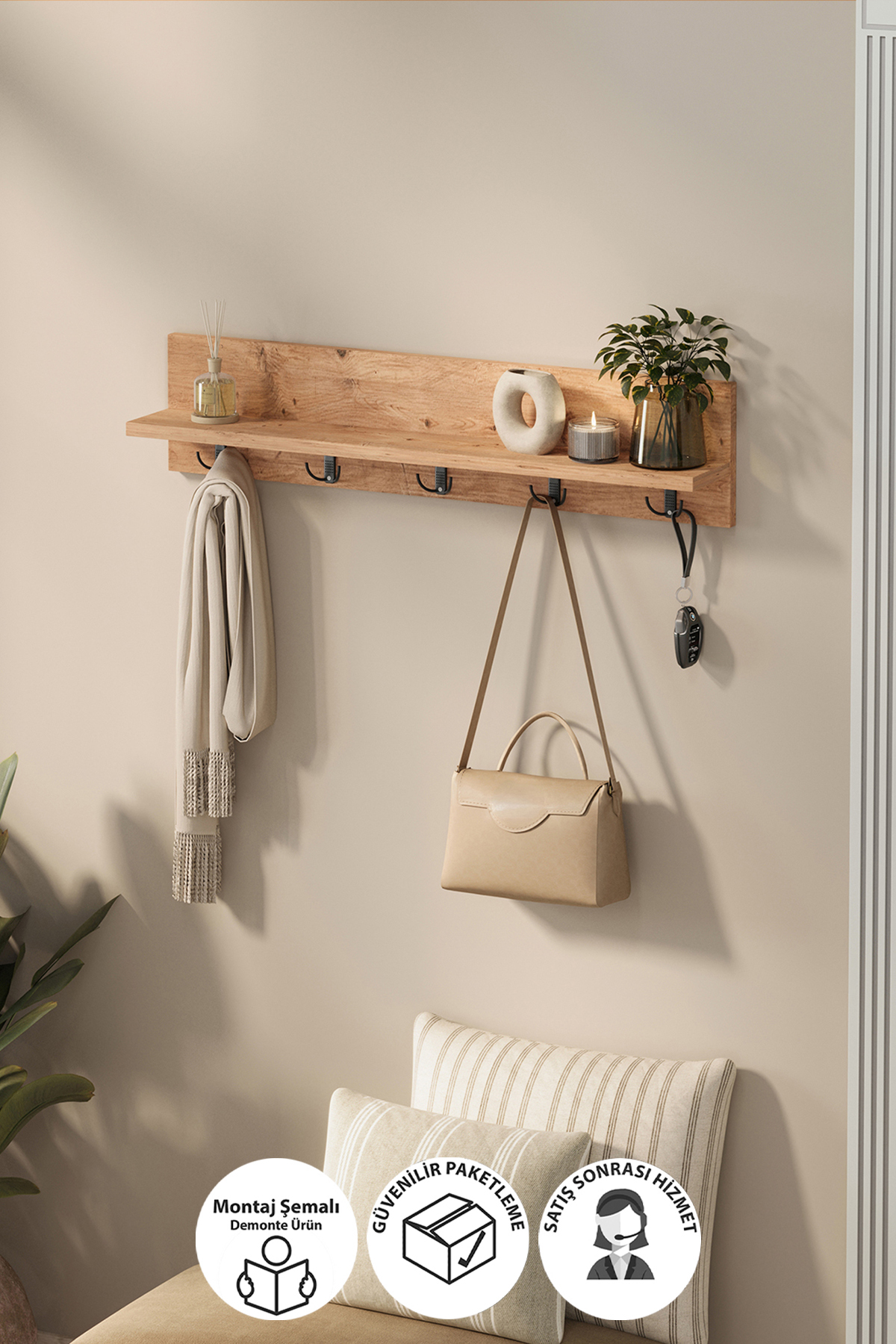 Coat Rack Wall Hanger Clothes Hanger Vega Pine 80 Cm