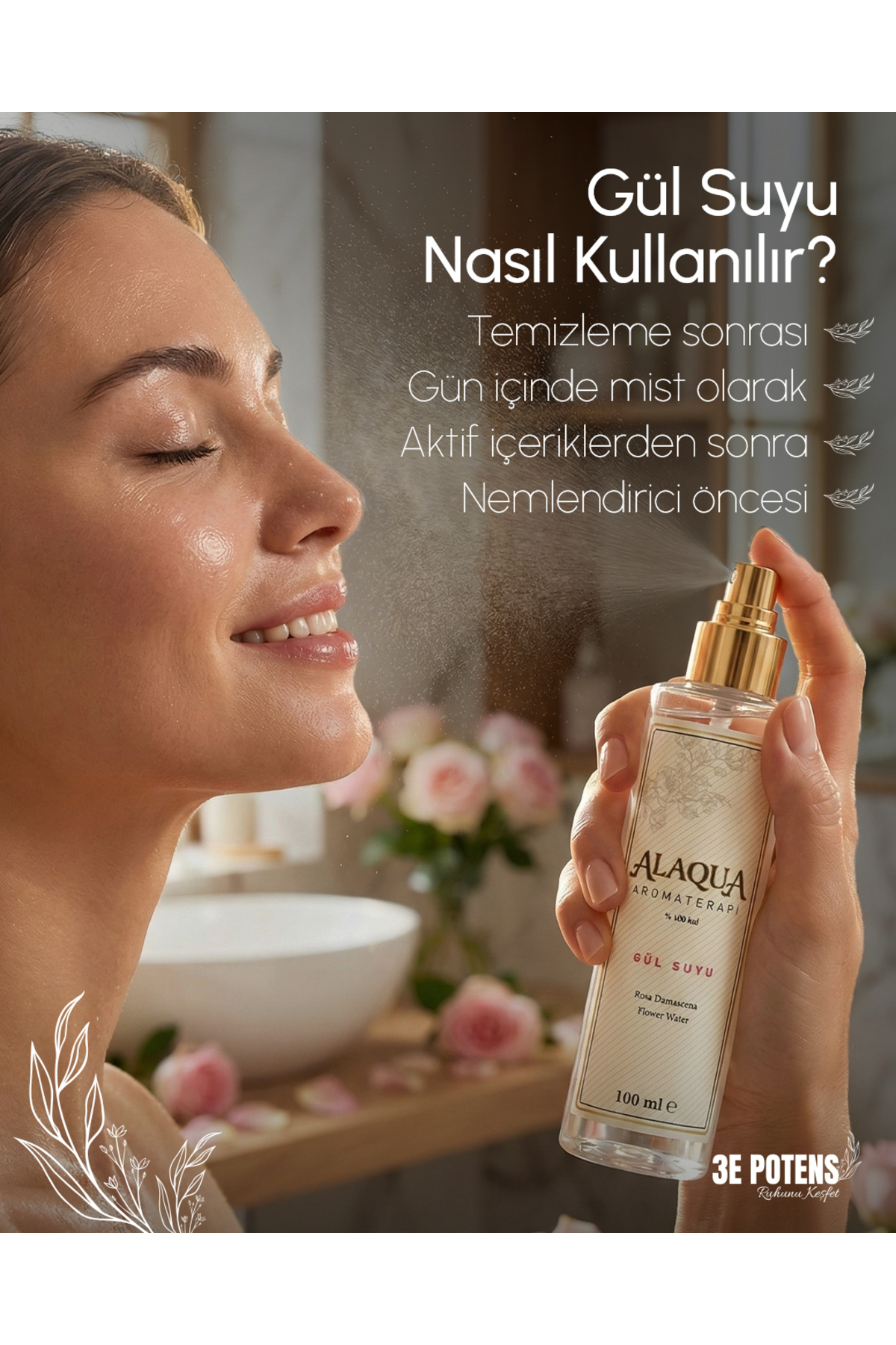 ALAQUA %100 SAF GÜL SUYU 100 ML — 125 — تصویر 2 از 8