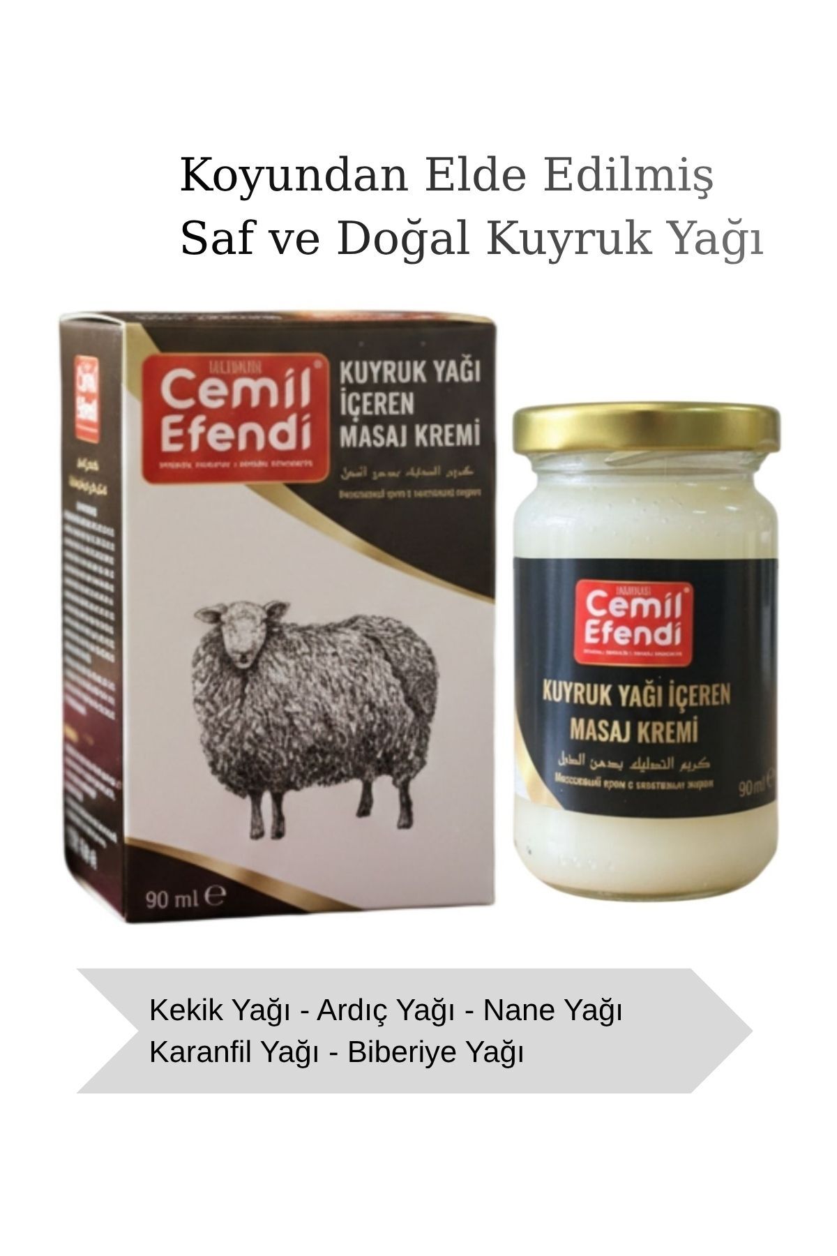 Cemilefendi Kuyruk Yağı içeren Masaj Kremi 90 ml Kuyruk Yağlı Krem — kuyruk90