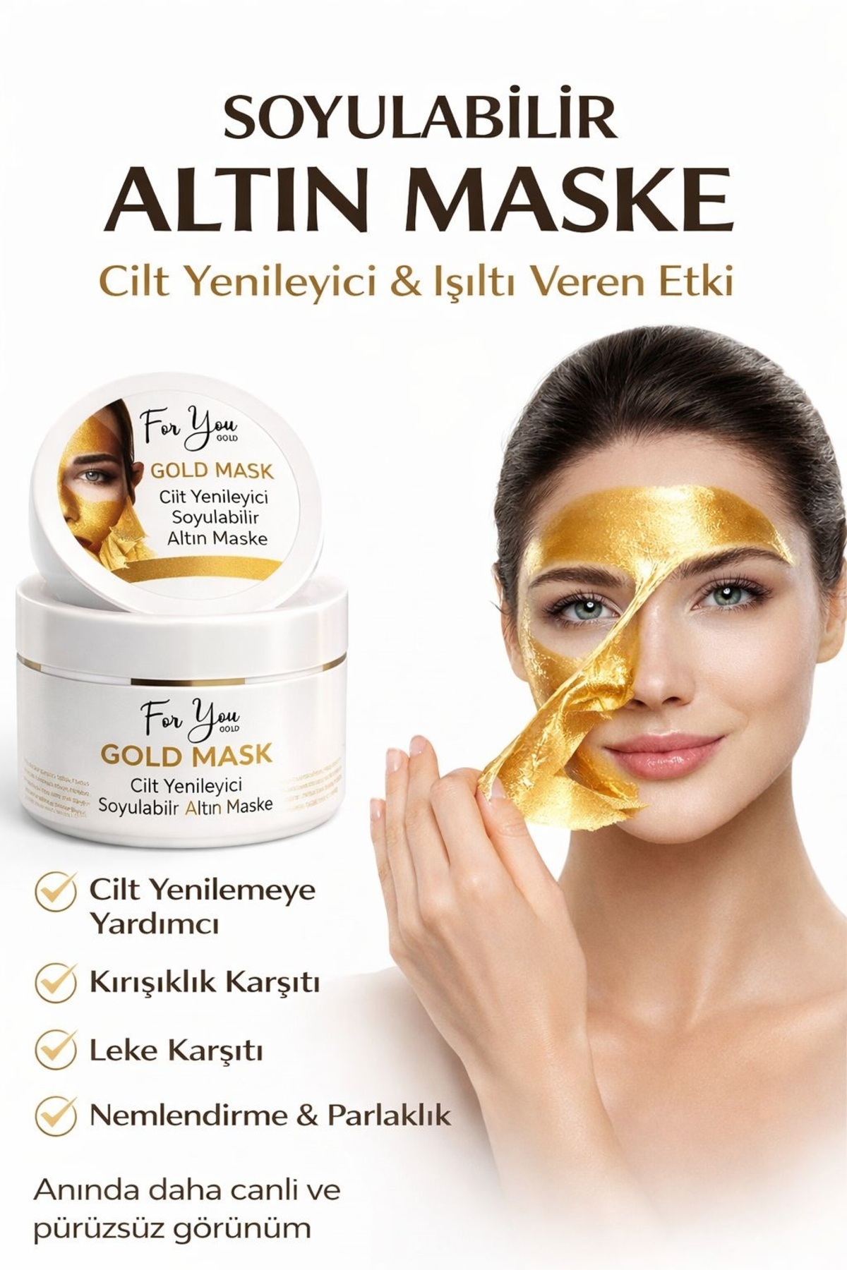 Kırışıklık Karşıtı, Aydınlatıcı, Anti- Aging Etkili Soyulabilen Altın Maske - Gold Maske 100 ml — AL.01 — تصویر 2 از 8