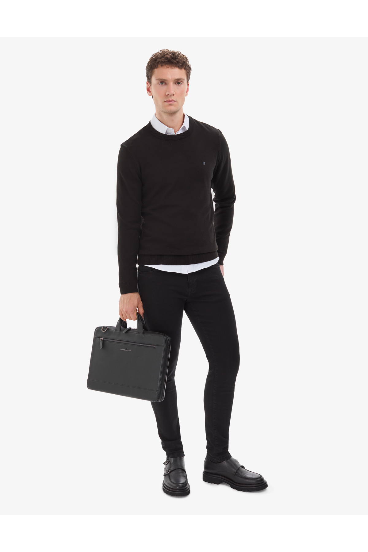 Pierre Cardin  Siyah Slim Fit Bisiklet Yaka Basic Triko Kazak 50314192-VR046 - Görsel 5