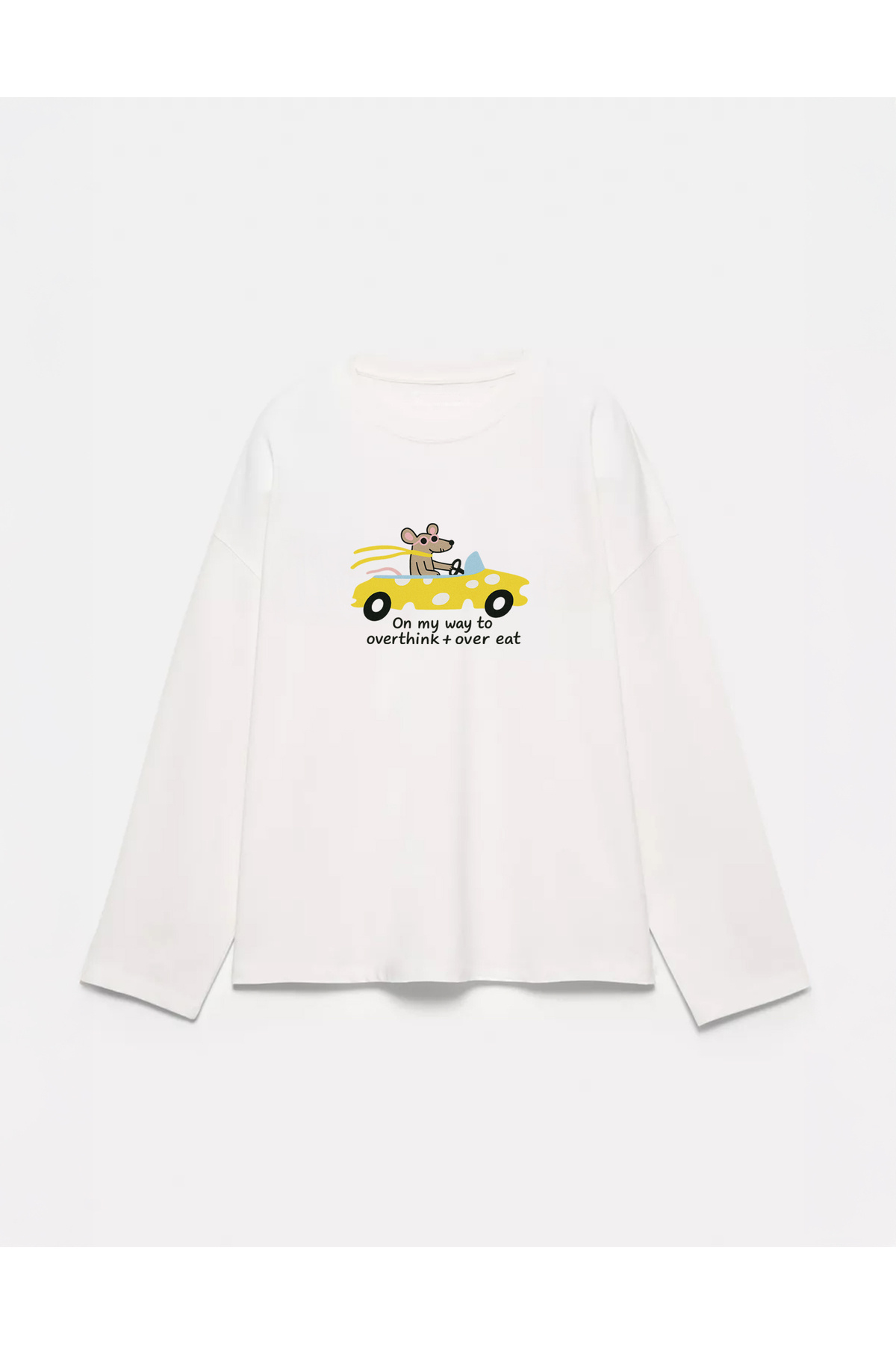 100% Cotton Oversize Fit On my way Printed - Crew Neck Long Sleeve T-shirt