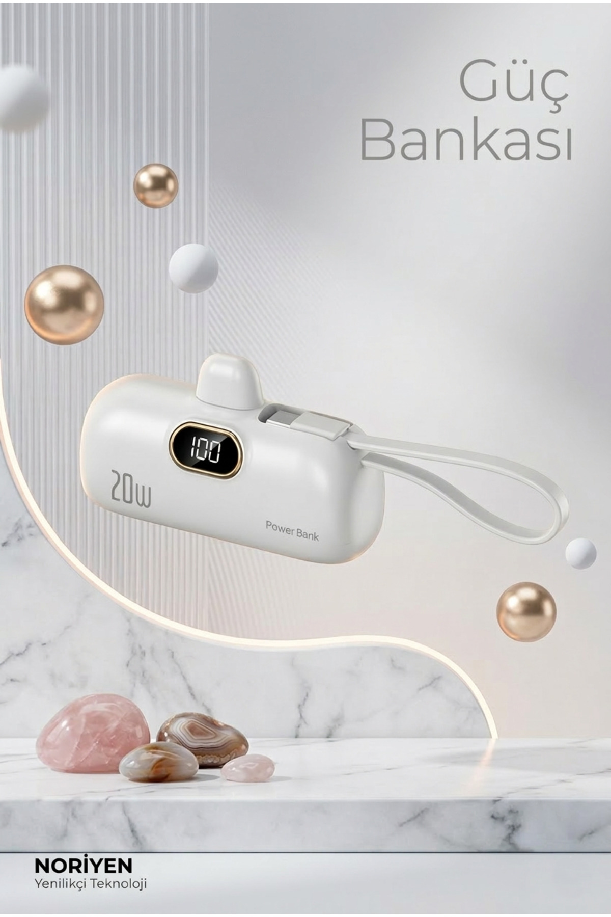 1500mAh Mini Powerbank - Taşınabilir Acil Durum Şarj Cihazı iPhone Lightning ve Type-C Uyumlu