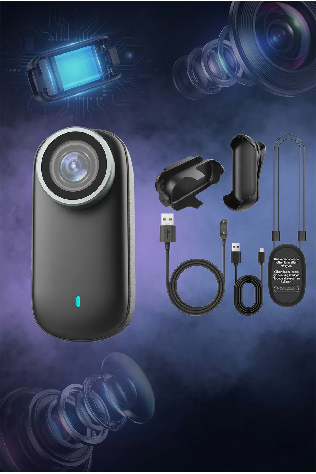 4K Ultra HD Su Geçirmez Aksiyon Kamerası - 1080P 30FPS Wi-Fi 30M Su Altı Kask ve Motovlog Kamerası