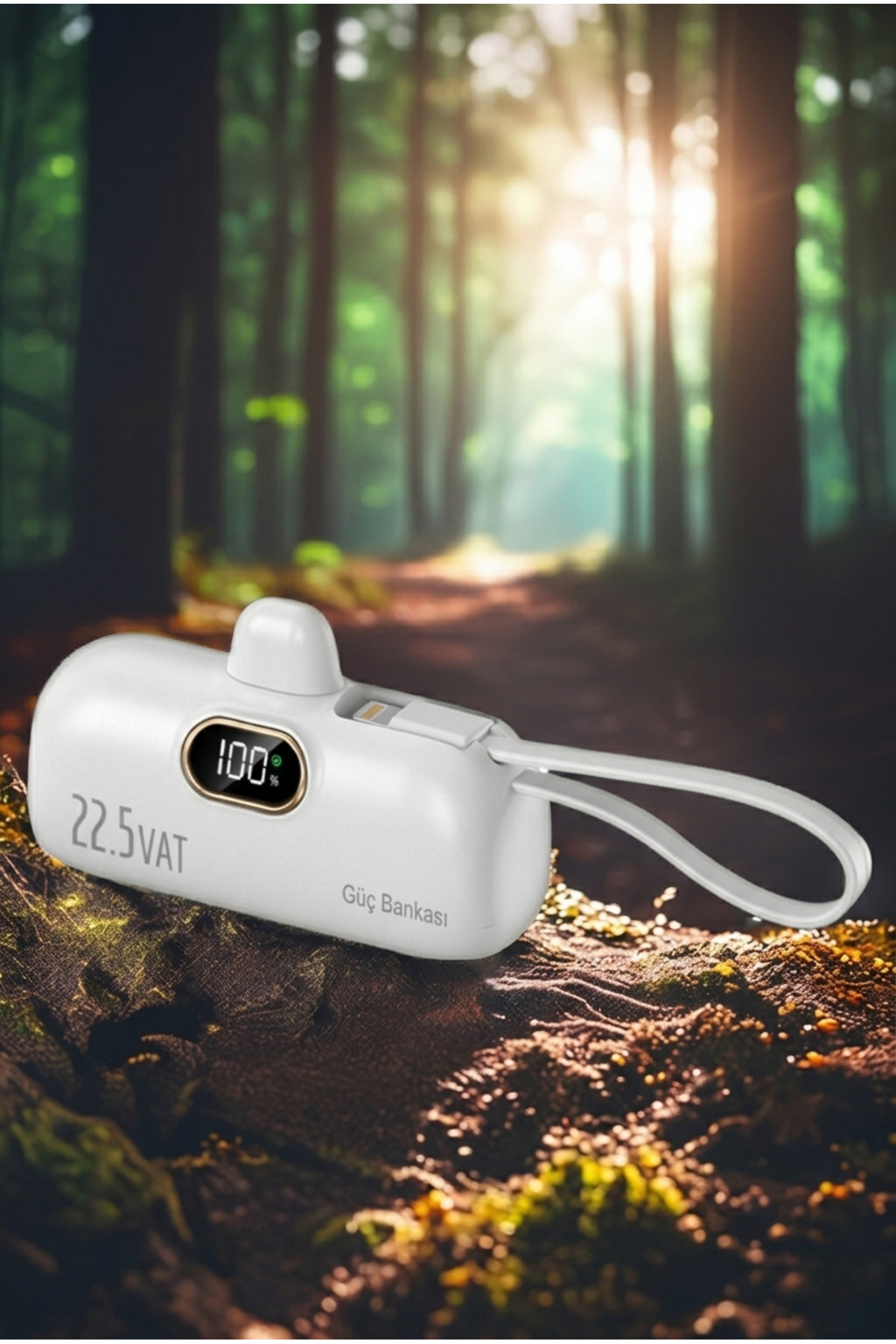 1500mAh Mini Powerbank - Taşınabilir Acil Durum Şarj Cihazı iPhone Lightning ve Type-C Uyumlu