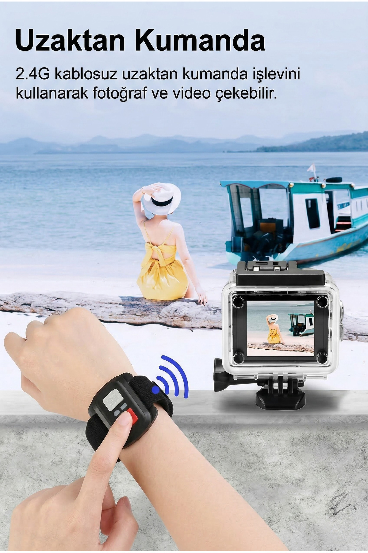 4K Ultra HD Su Geçirmez Aksiyon Kamerası - 1080P 30FPS Wi-Fi Destekli Kask ve Bisiklet Kamerası