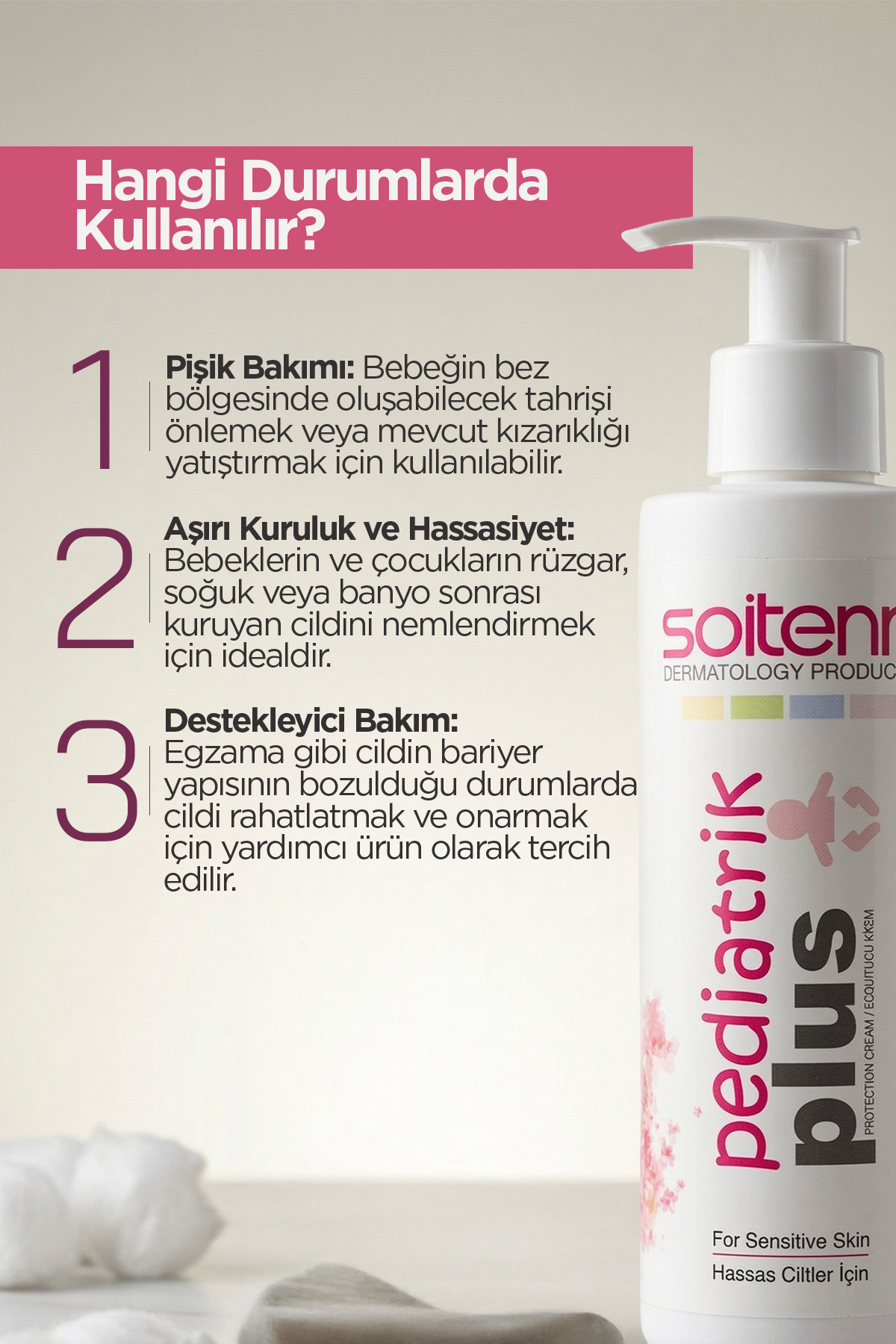 SOİTENN Pediatrik Plus Bebek Çocuk Hassas Cilt Nemlendirici Koruyucu Pişik Kremi 200 Ml fotoğrafı 2 (önizleme)