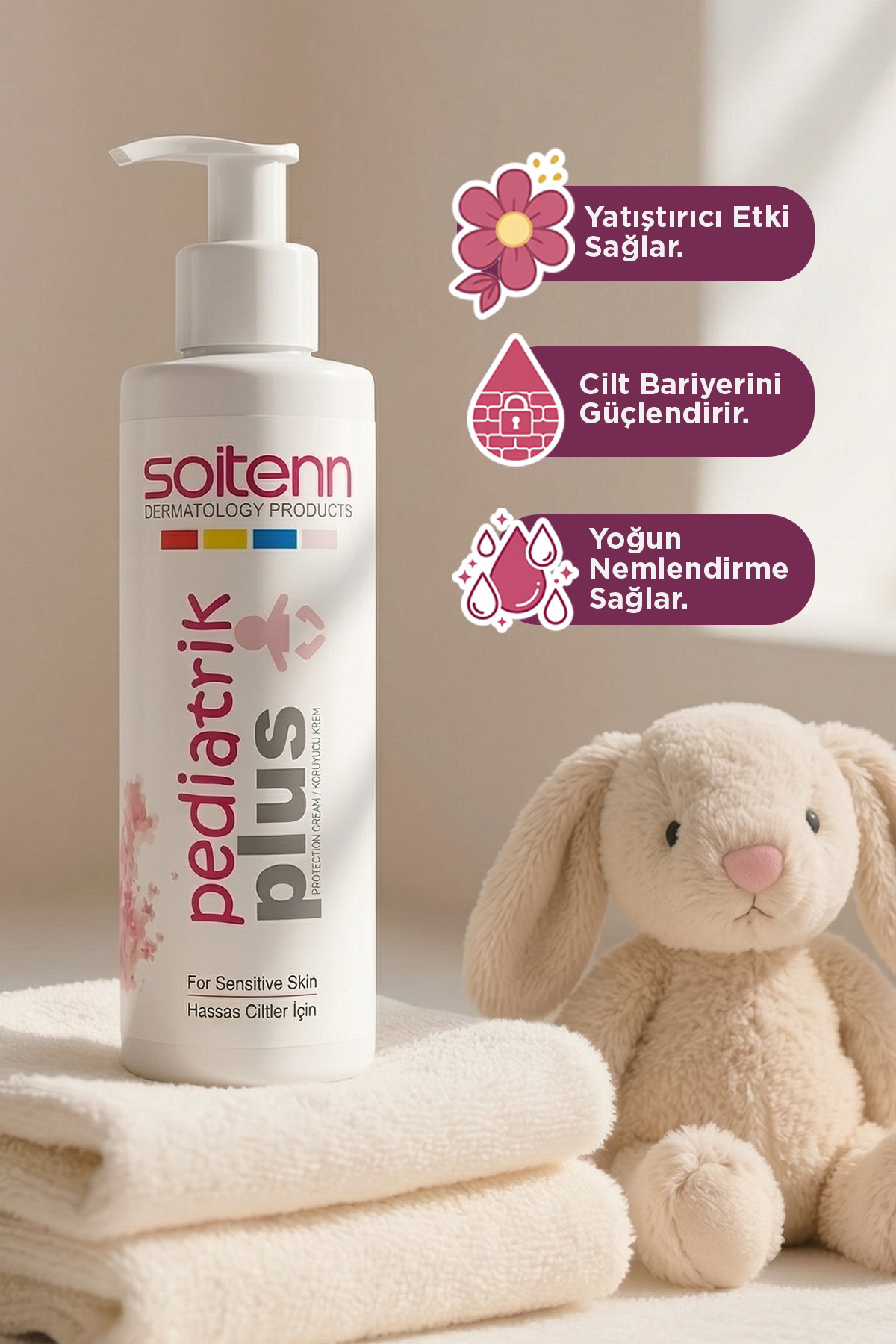 SOİTENN Pediatrik Plus Bebek Çocuk Hassas Cilt Nemlendirici Koruyucu Pişik Kremi 200 Ml fotoğrafı 3 (önizleme)