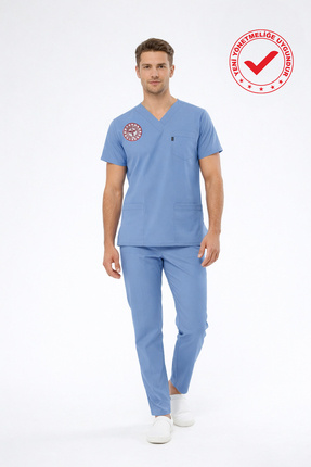 Class Üniforma Alaska Mavisi Doktor Hekim Forması Likralı Scrubs Erkek (Yeni ...