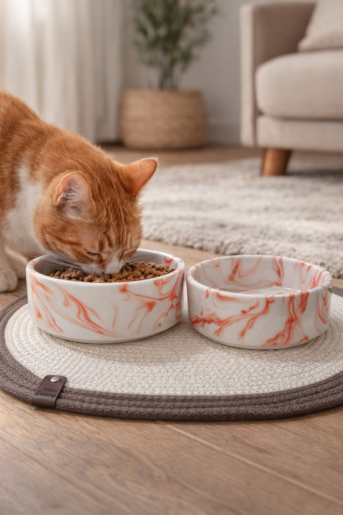 2 Adet Yüksek Kalite Seramik Kedi Ve Köpek Mama Su Kabı - (12.5 CM, 400 ML)