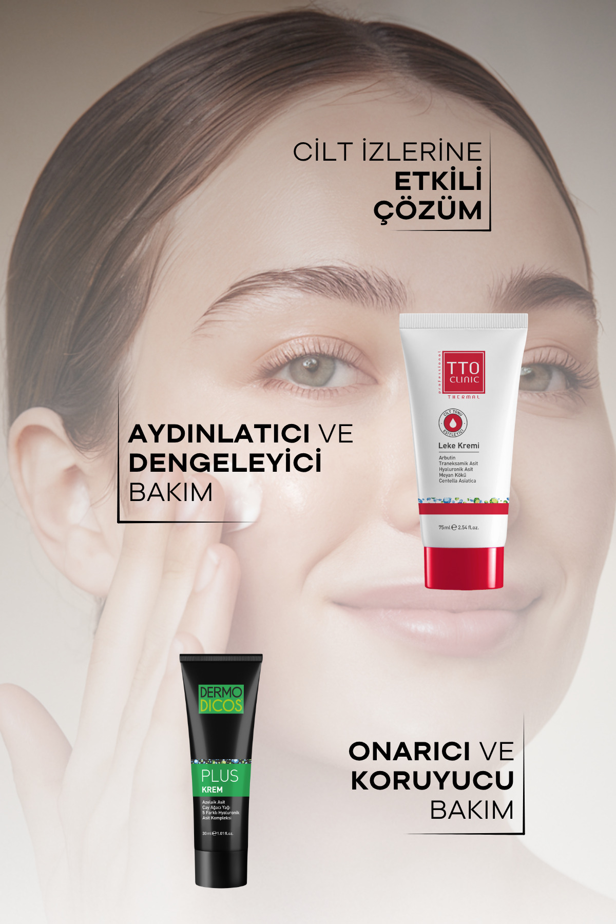 Leke Bakım Seti Aydınlatıcı ve Nemlendirici 75 ml Leke Kremi + 30 ml Dermodicos Clinic — TYCJ4IZI0N170496494763516 — تصویر 3 از 6