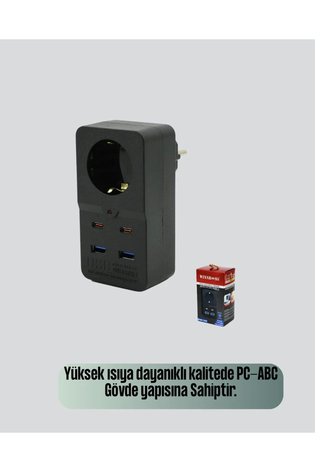 ASTRALTECH Termal Korumalı Priz Otomatik Çocuk Kilidi 4 USB Type C fotoğrafı 4 (önizleme)