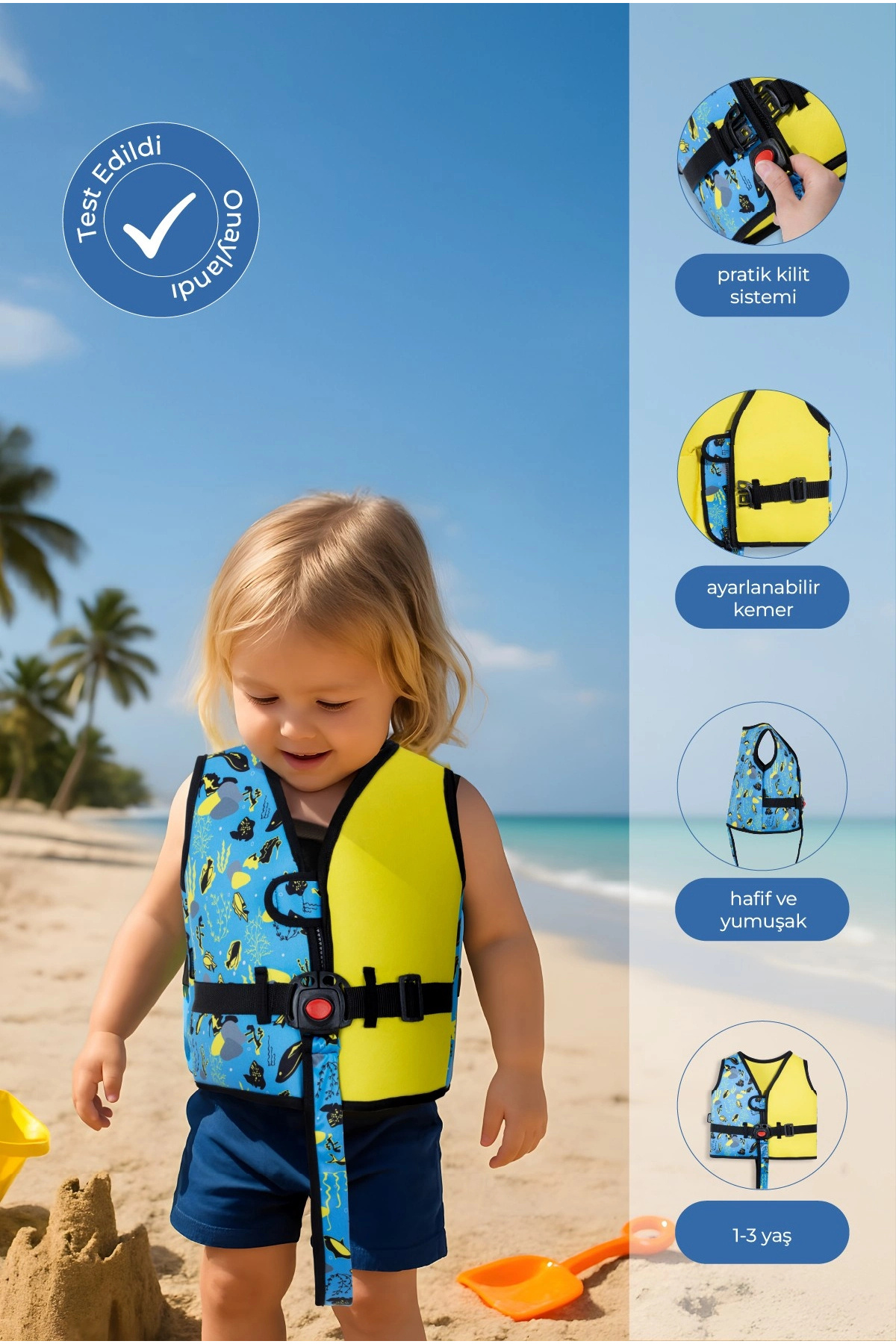Sea Pool Children's Swimming Vest UV Protected 1-4 Years Blue