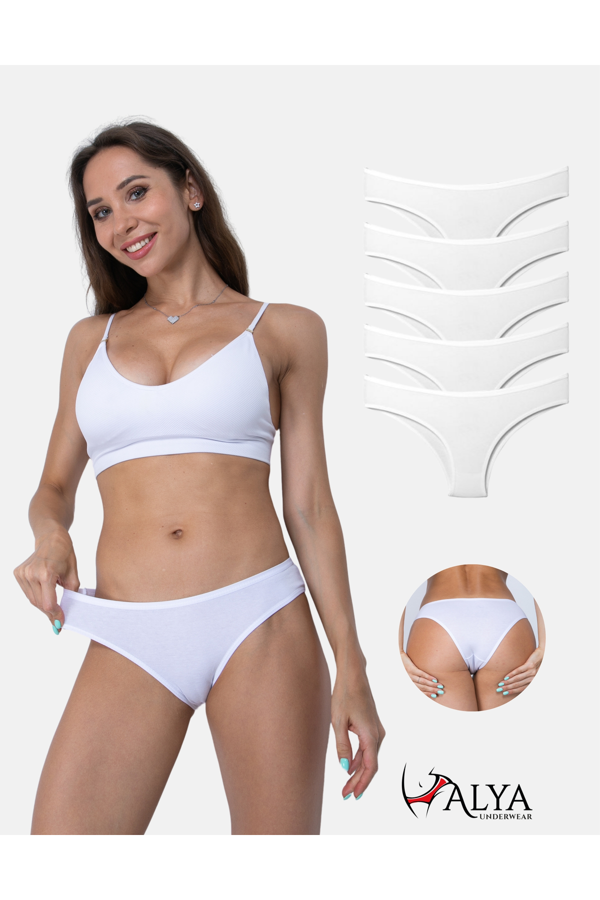 Women's Brazilian Panties 5pcs (WHITE)