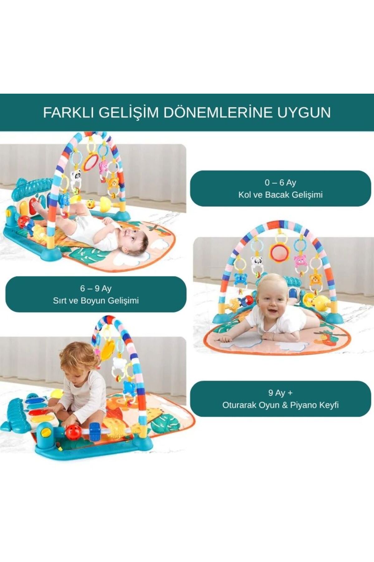 Generic Müzikli Piyanolu Oyun Halısı – Askılı Oyuncaklı Bebek Oyun Matı (3+ Ay) fotoğrafı 4 (önizleme)