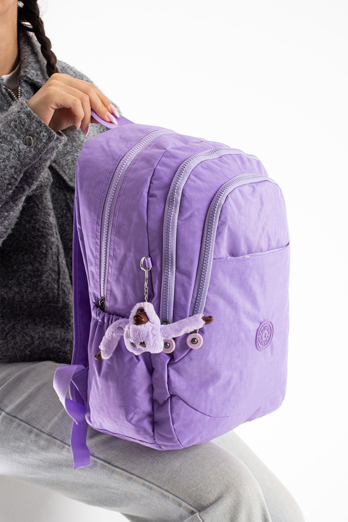 Lilac Unisex Multi-Bay School Bag with Adjustable Orthopedic Strap