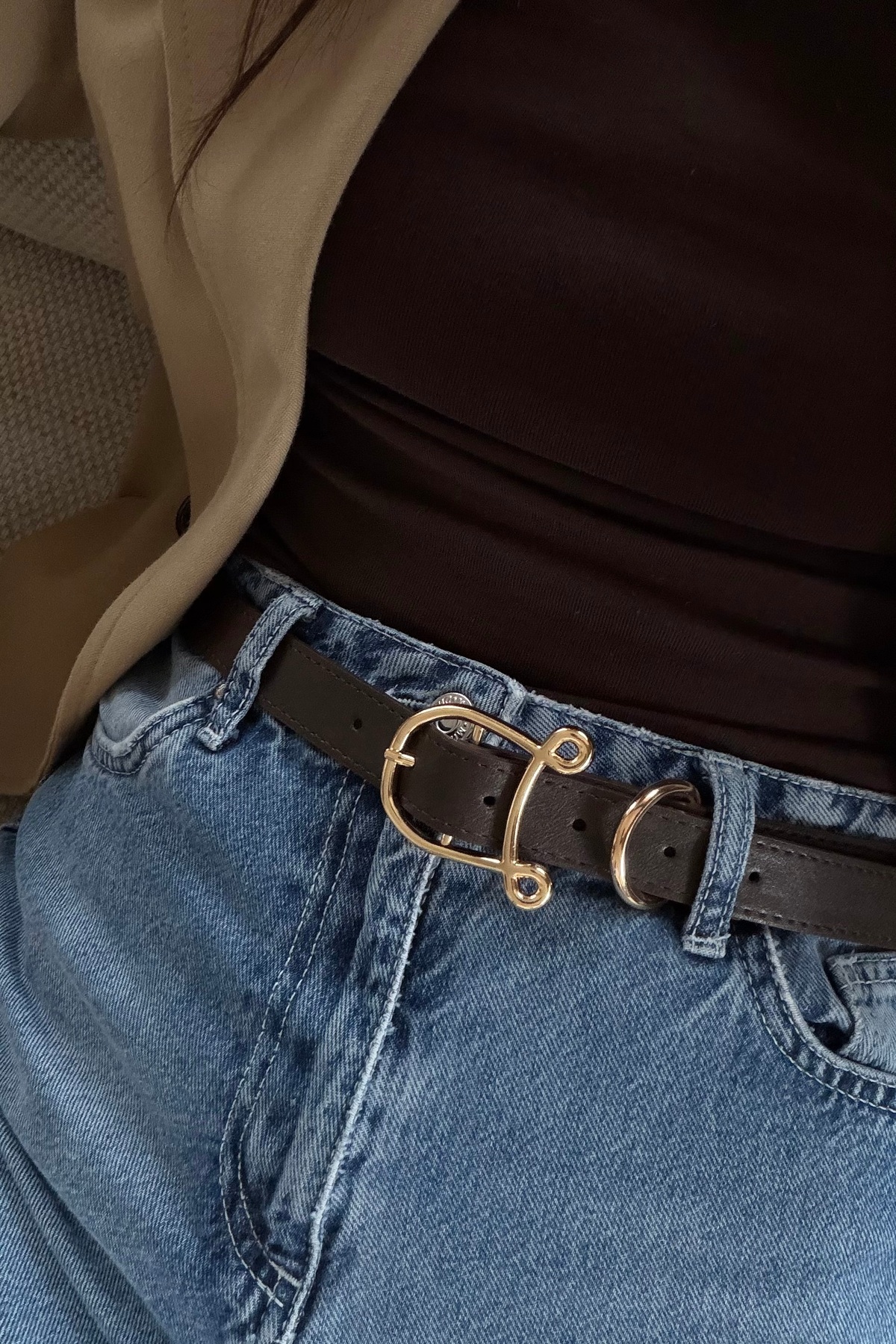 Women's Belt with Silvana Gold Buckle (AciKahve)