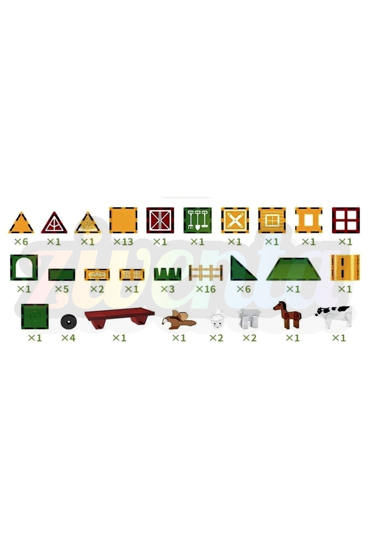 ZİVENTA Magnetic Tiles 76 Parça Manyetik Blok Çiftlik Seti Eğitici STEM Oyuncak 3D Çocuk Gelişim Oyuncağı fotoğrafı 4 (önizleme)