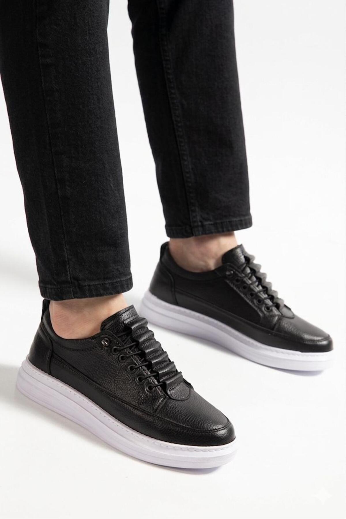 MY GROSS SHOES Erkek Siyah Günlük Ortopedik Taban Rahat Esnek Lastikli Garantili Ayakkabı görsel 6