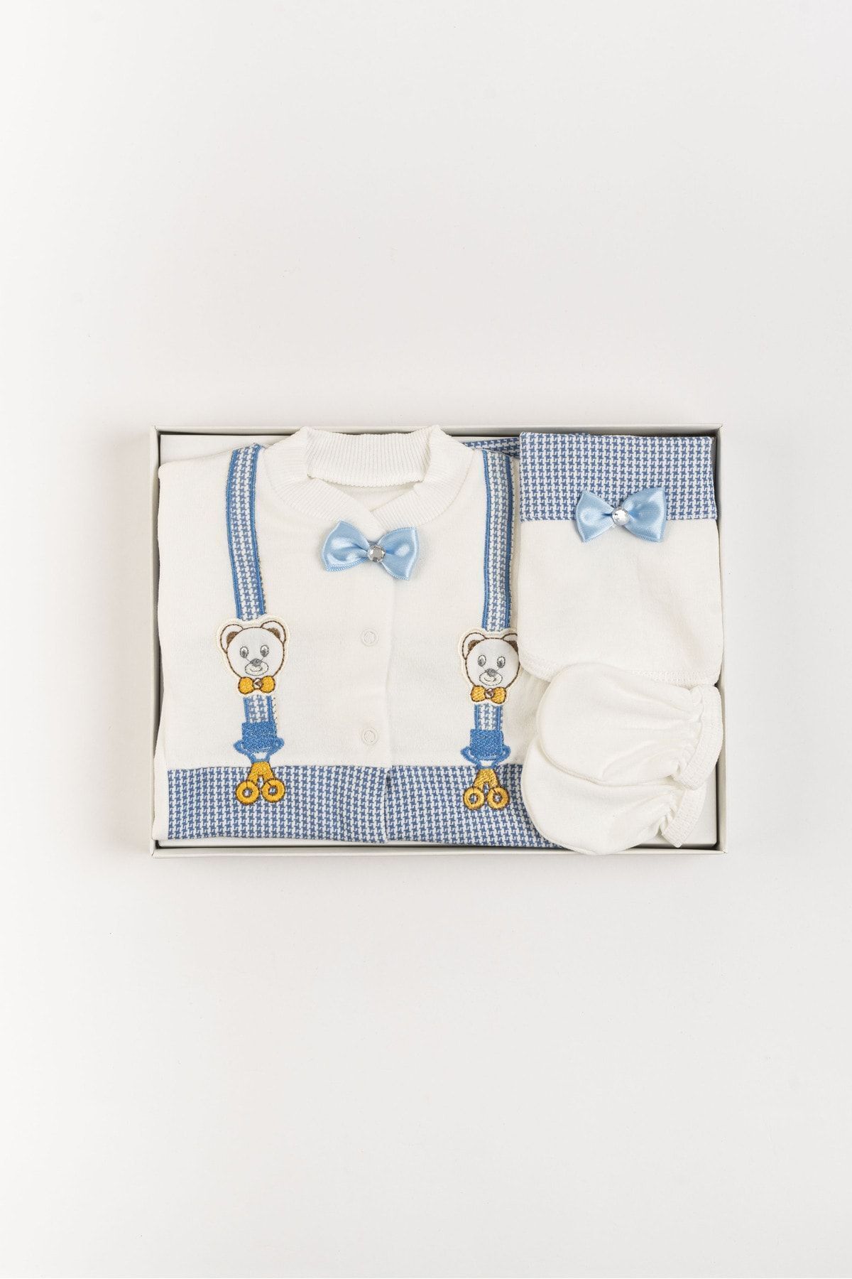 NEU KIDS (KUTULU) Yenidoğan Kıyafetleri Bebek Papyonlu 5 Li Hastane Çıkış Zıbın Seti fotoğrafı 2 (önizleme)