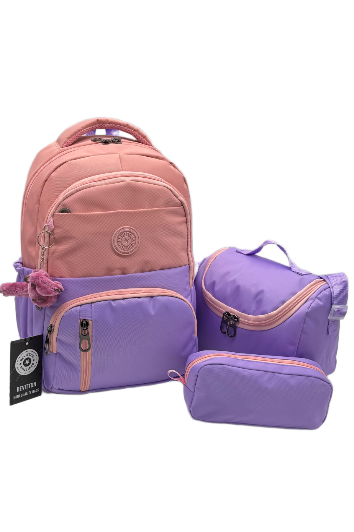 first School Backpack 3-Piece Set Girls Primary School Backpack 8010 Powder-Lilac