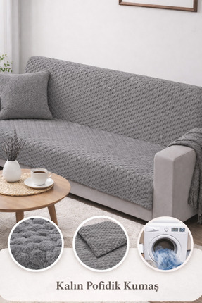 PEREN HOME Modern Kabartmalı Dokulu Koltuk Örtüsü 175x215 cm Kaymaz Esnek Kol...