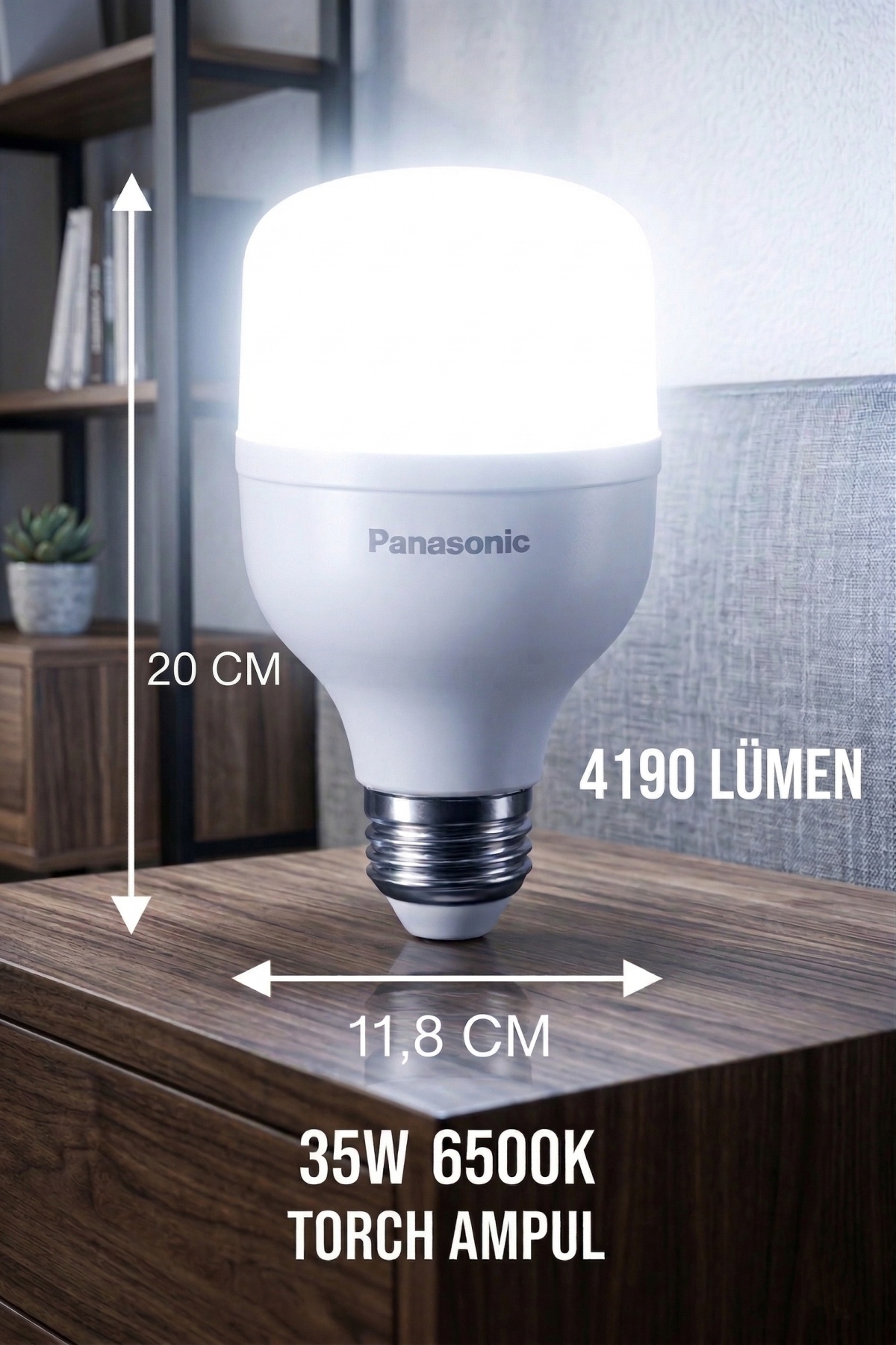 35W WHITE LIGHT 6500K TORCH LED BULB (20CM TALL) HIGH LIGHT