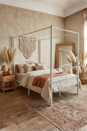 ARGİMO Pero Sultan Tek Kişilik Başlıklı Metal Karyola (CİBİNLİKSİZ) Beyaz