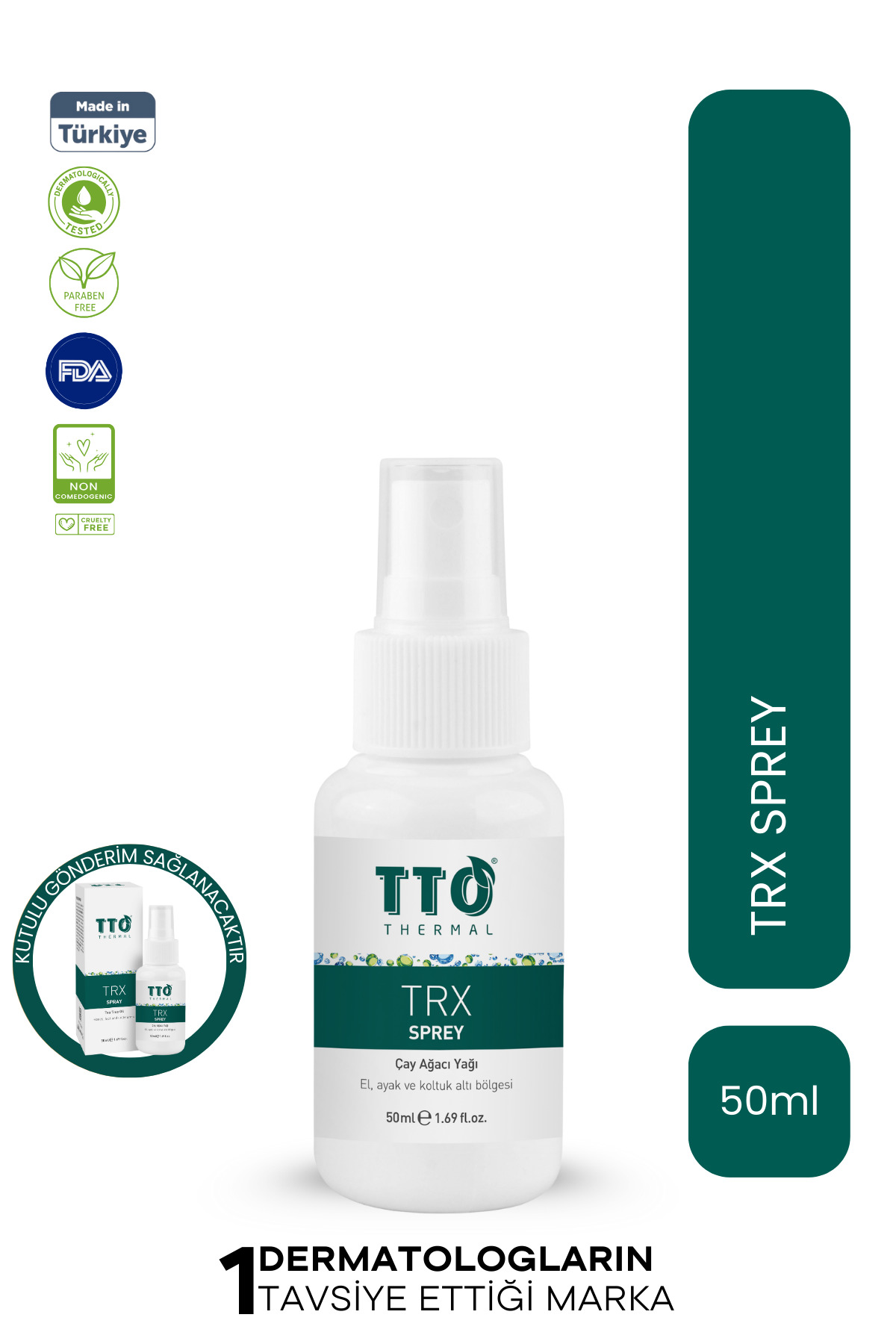 TTO Terleme Önleyici Sprey Koku Karşıtı 50 ml Çay Ağacı Yağı TRX El Ayak Koltuk Altı — 86801450817791