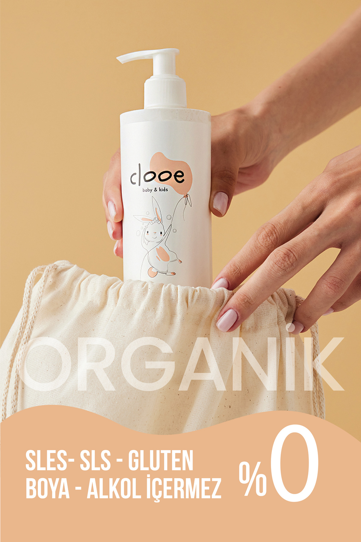 clooe Organik Bebek & Çocuk Saç Vücut Şampuanı (400ml) Gül Suyu ve Kekik Özlü Vegan Formül fotoğrafı 2 (önizleme)