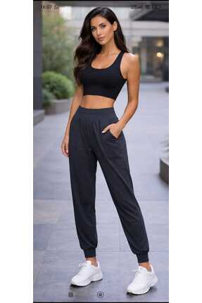 Miss couture Siyah Yüksek Kemer Cepli Tayt