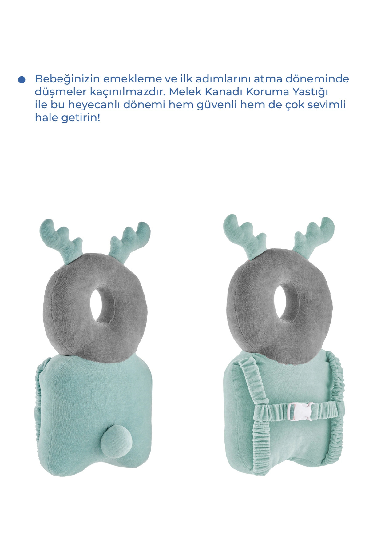 Babyjem Bebek Melek Kanadı Koruma Yastığı Yeşil Kadife fotoğrafı 3 (önizleme)