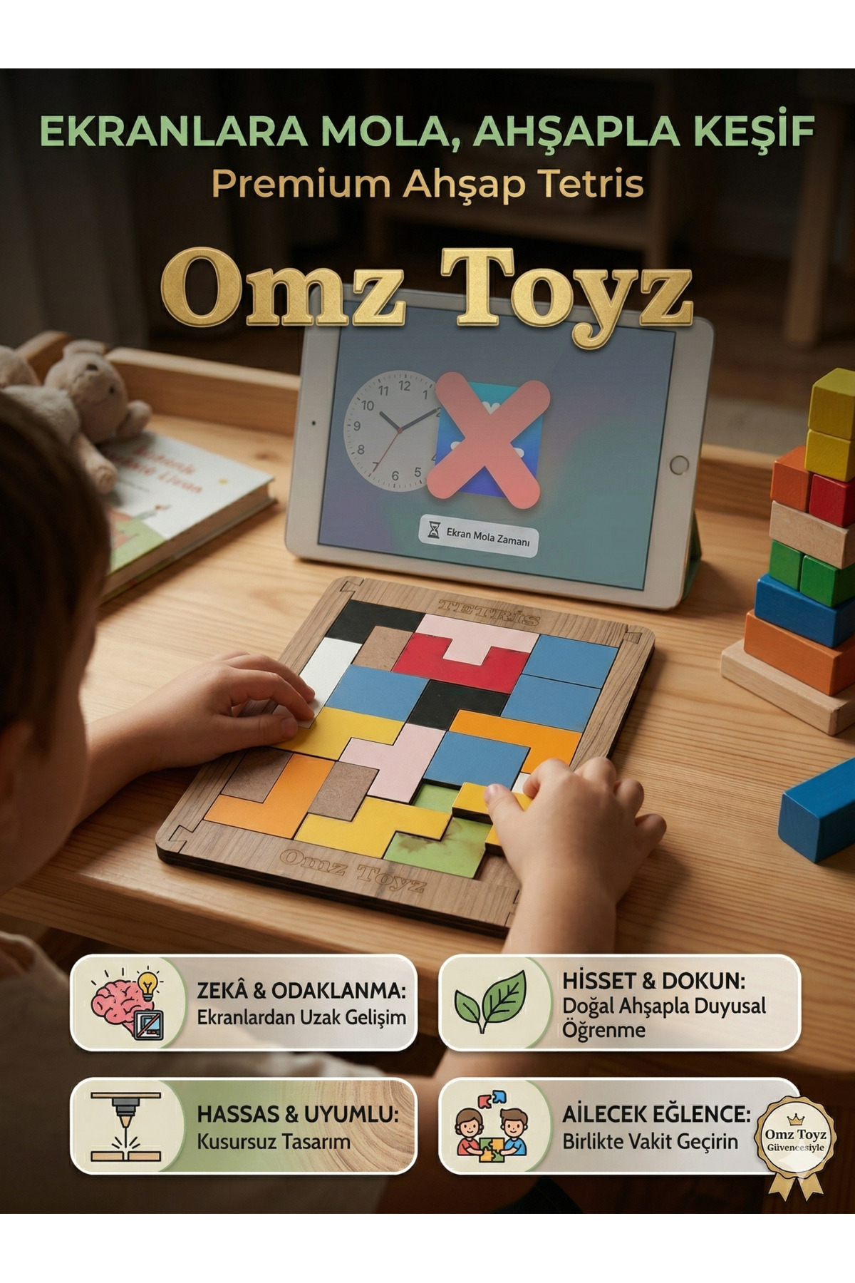 OMZ 10ADET Ahşap Tetris Puzzle Zeka Oyunu Eğitici Oyuncak Çocuk Gelişim Renkli Bloklar Ahşap Oyuncaklar fotoğrafı 6 (önizleme)