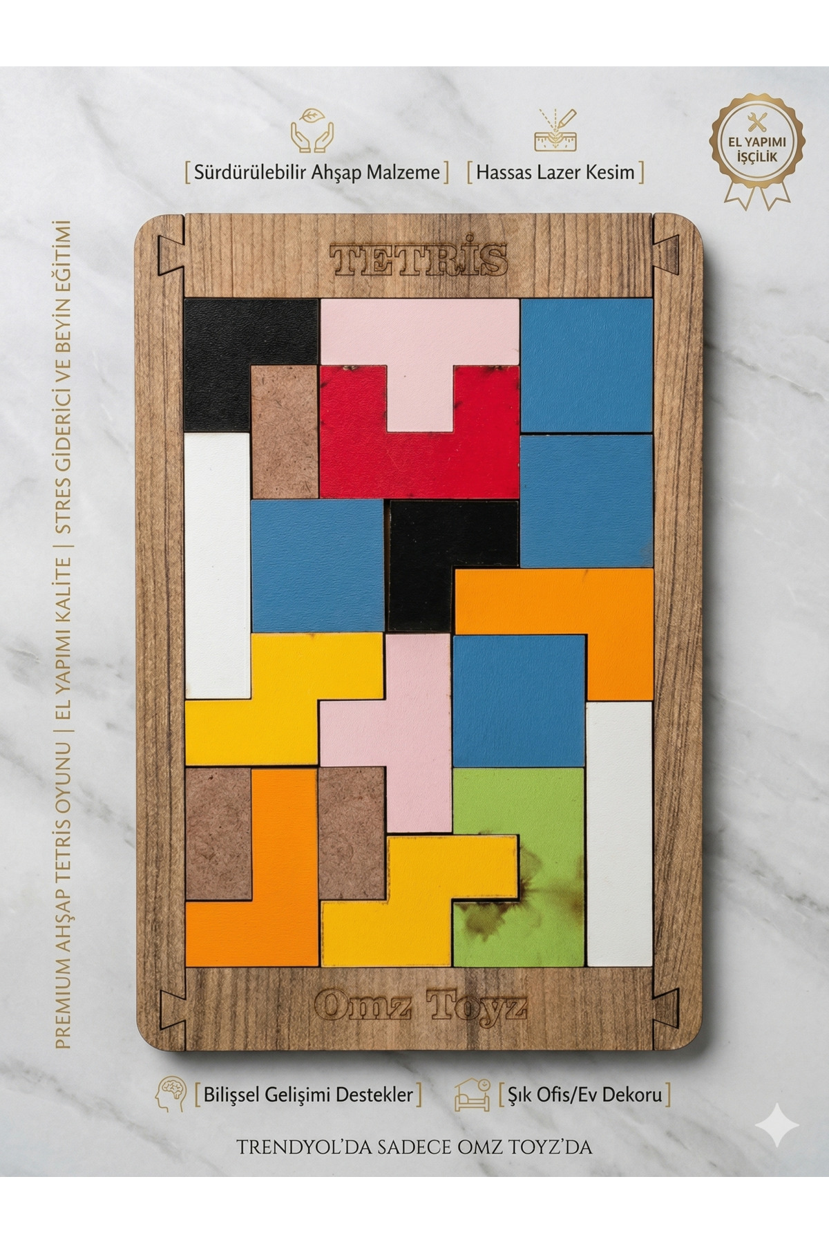 OMZ 10ADET Ahşap Tetris Puzzle Zeka Oyunu Eğitici Oyuncak Çocuk Gelişim Renkli Bloklar Ahşap Oyuncaklar fotoğrafı 7 (önizleme)