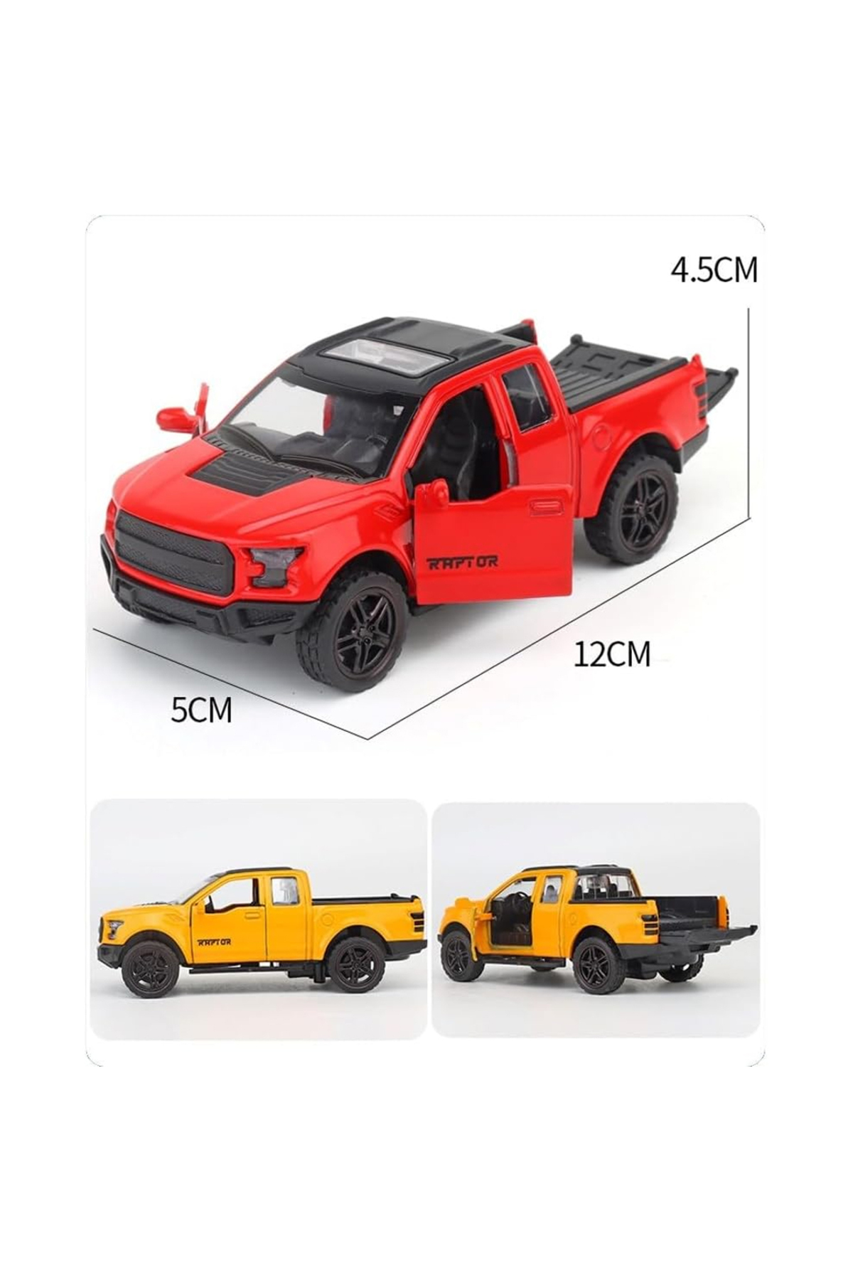 Genel Markalar Diecast,metal Oyuncak Araba Ford Raptor Çek Bırak Model Araba Lisanslı 1:36 Ölçek Araba fotoğrafı 2 (önizleme)