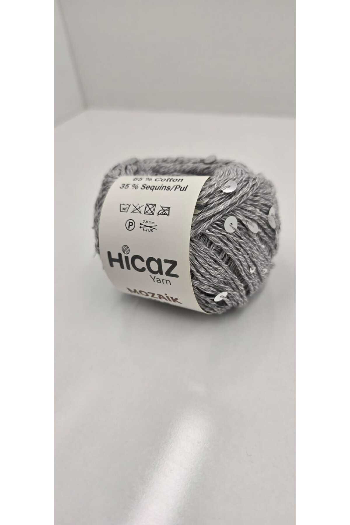 HİCAZ YARN %100 COTTON(PAMUK) GRİ MOLİNA 3-6 MM PULLU ÖRGÜ &ÇANTA