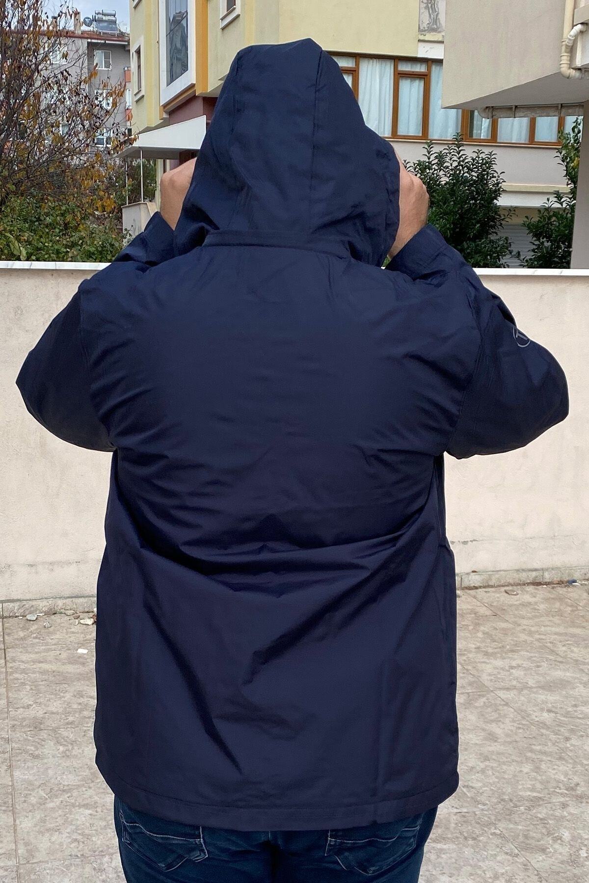 Remsa Spor Büyük Beden Erkek Kapüşonlu Rüzgar Geçirmez Cep Detaylı Içi Fileli Laci Th901 görsel 8