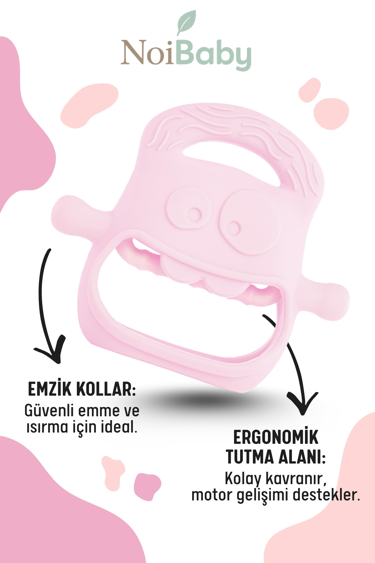 NoiBaby Pembe Bebek Silikon Diş Kaşıyıcı fotoğrafı 2 (önizleme)