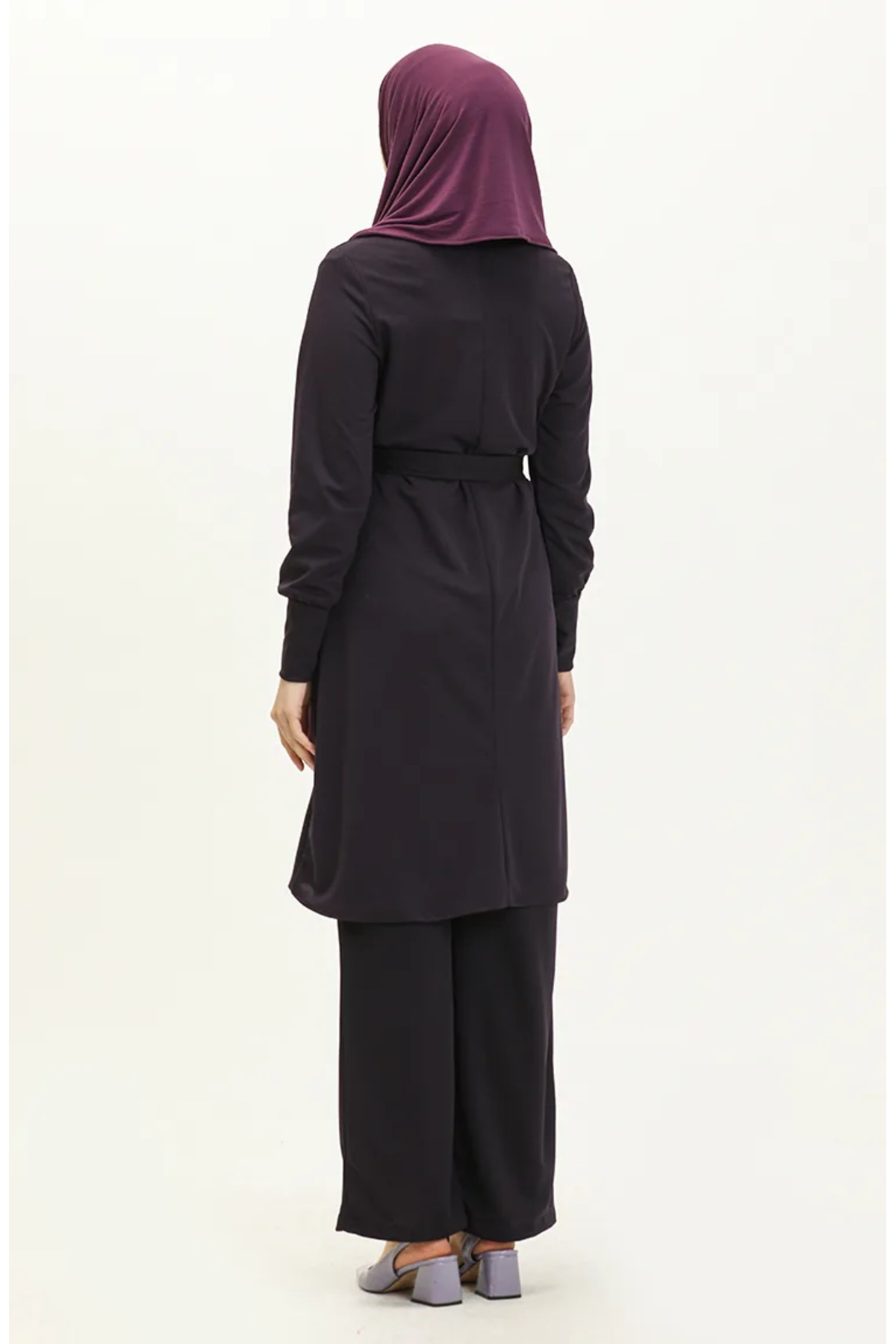 sefamerve Kuşaklı Tunik Pantolon İkili Takım 0690-02 Mor görsel 5