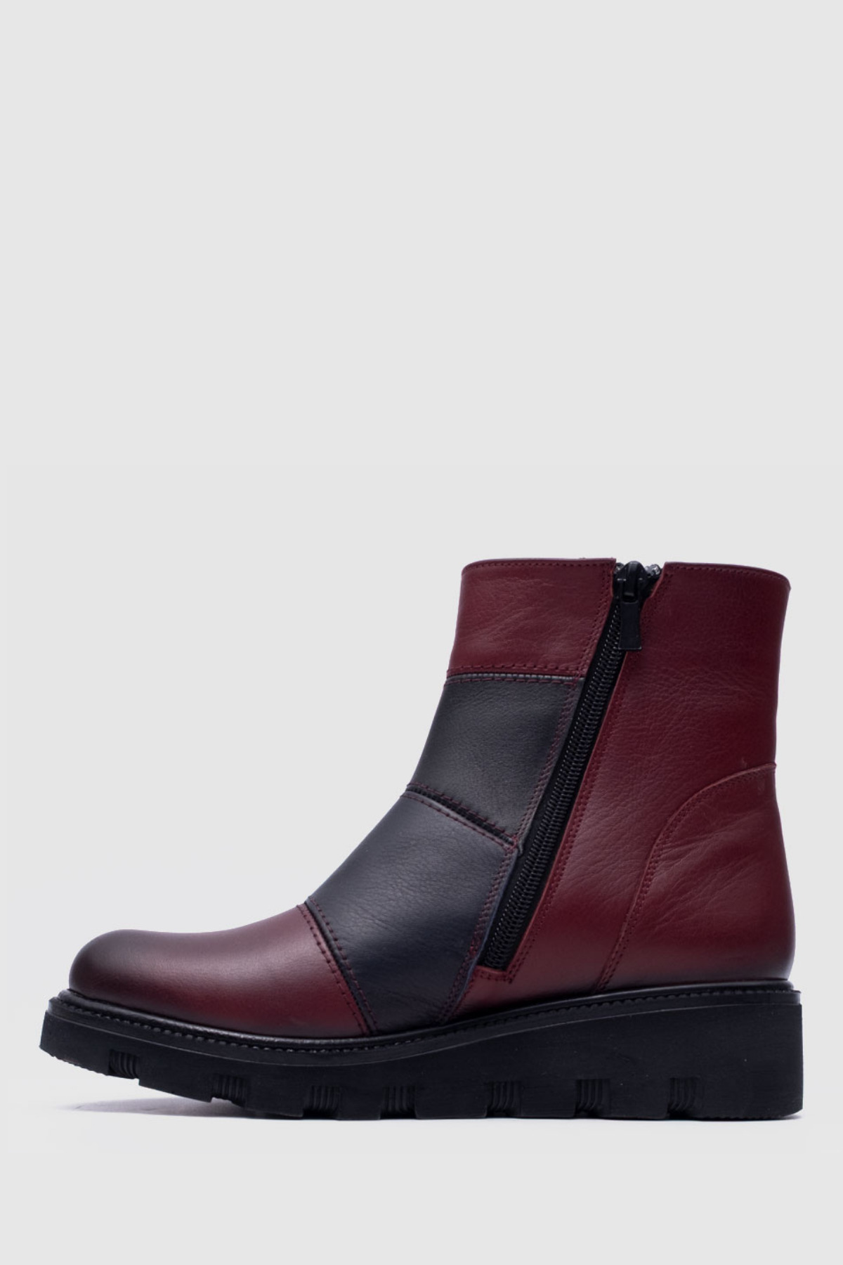 Beta Lacivert, Bordo Hakiki Deri Kadın Comfort Bot [BT070013] görsel 2