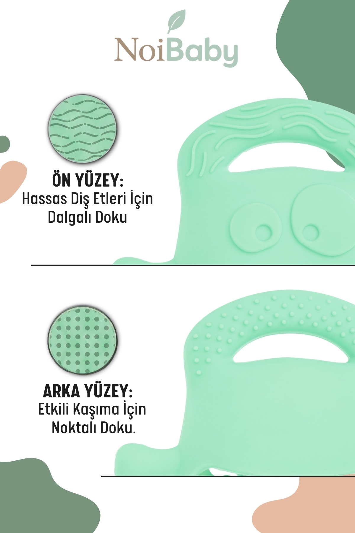 NoiBaby Bebek Diş Kaşıyıcı Silikon - Açık Yeşil fotoğrafı 3 (önizleme)