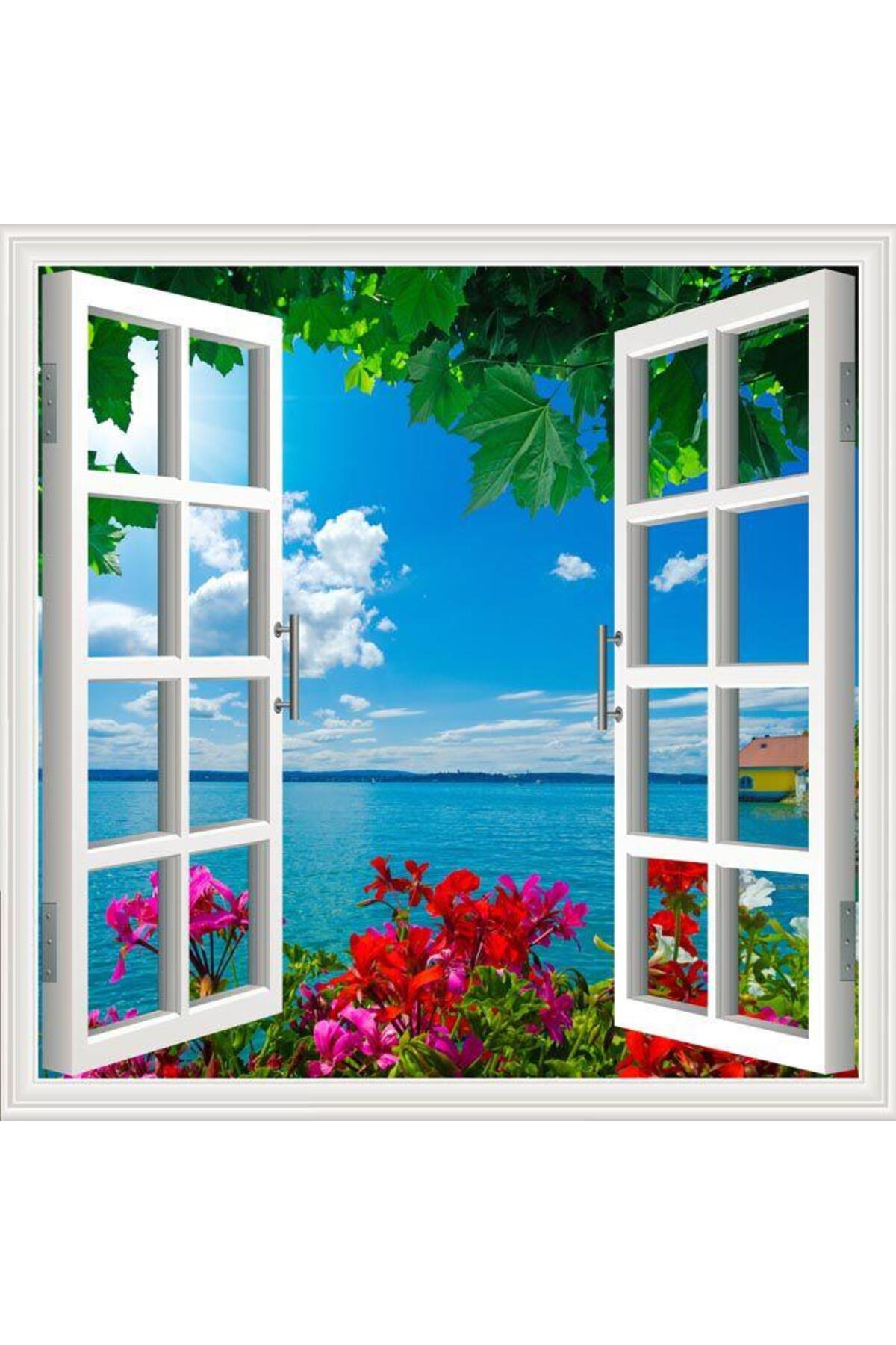 Window Poster Wallpaper Rose Sea Adhesive Sticker