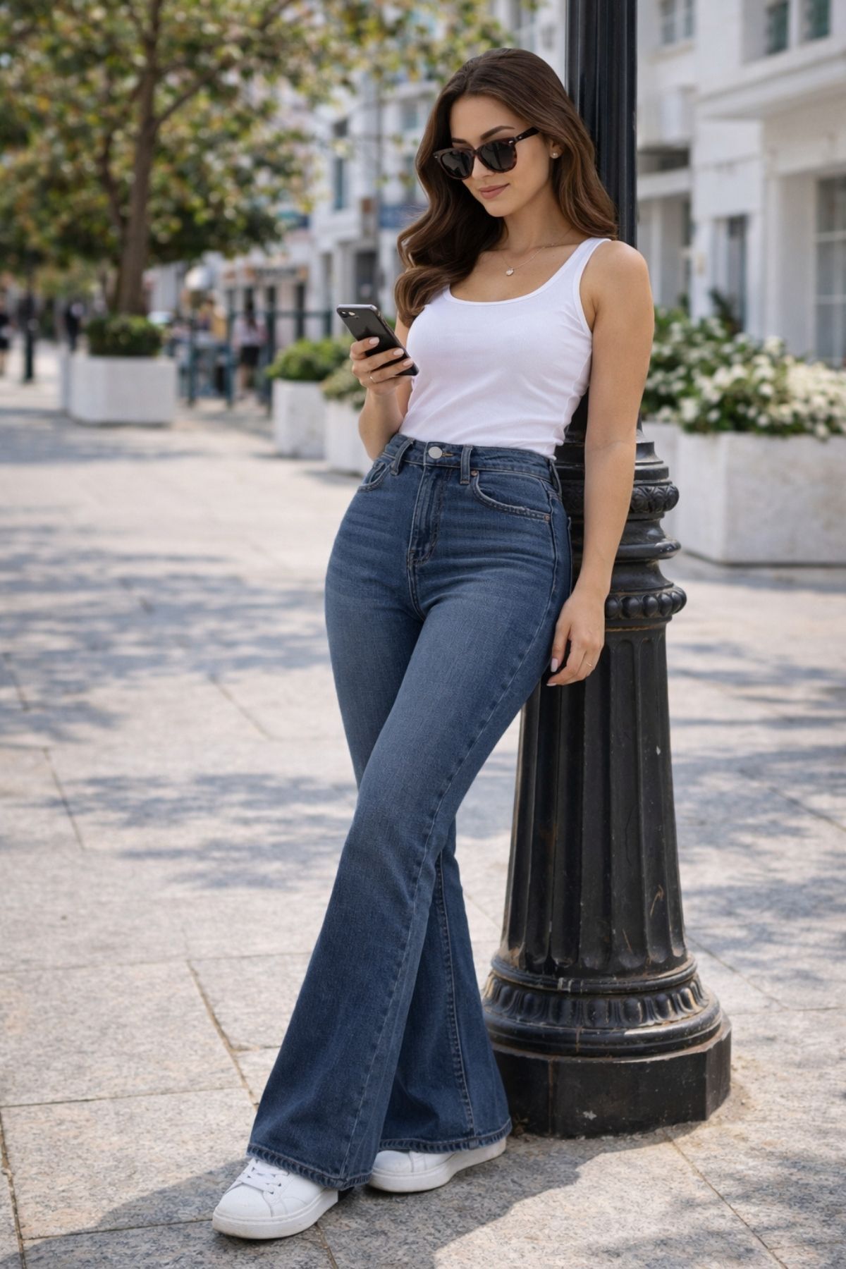 CEDY DENIM  Yüksek Kalite Kadın 5 Cep Düşük Bel İspanyol Paça SkinnyFit Esnek Jean Pantolon C619-Mavi - Görsel 8