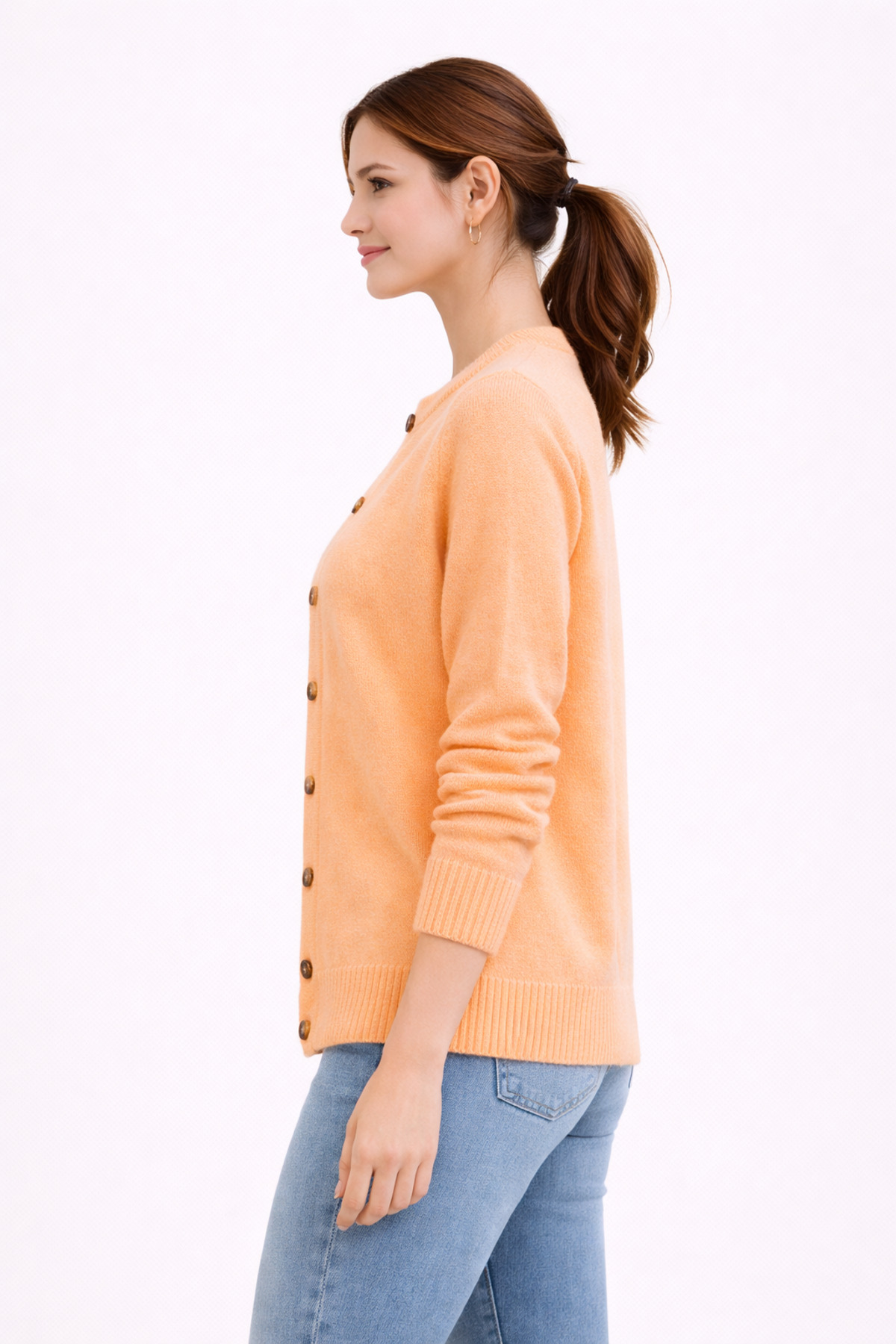 RTD&VLD  Kadın Vita-251 Puli Uzun Dğmeli Triko Hırka Lila - Görsel 3